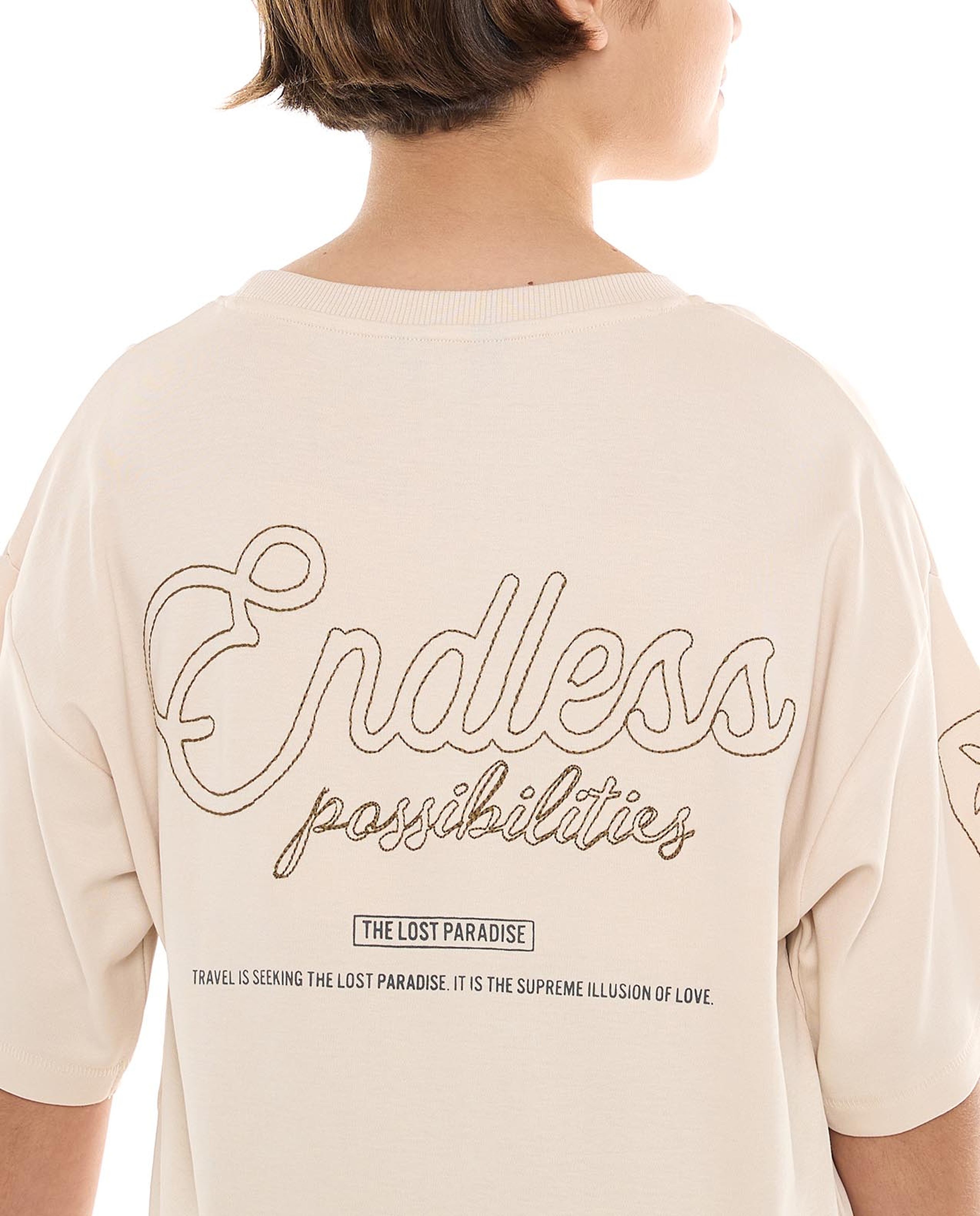 Printed T-Shirt with Crew Neck and Short Sleeves