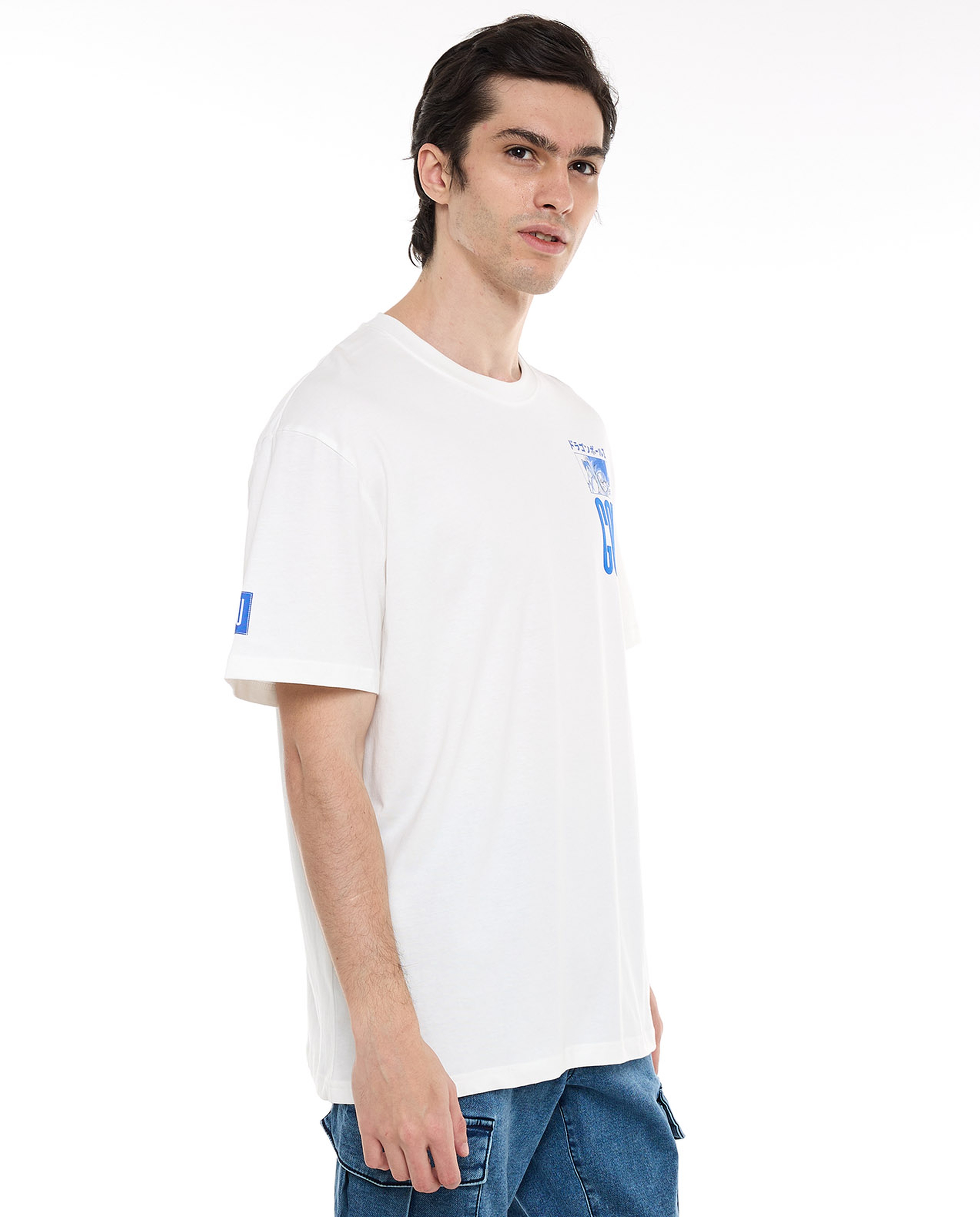 Back Printed T-Shirt with Crew Neck and Short Sleeves