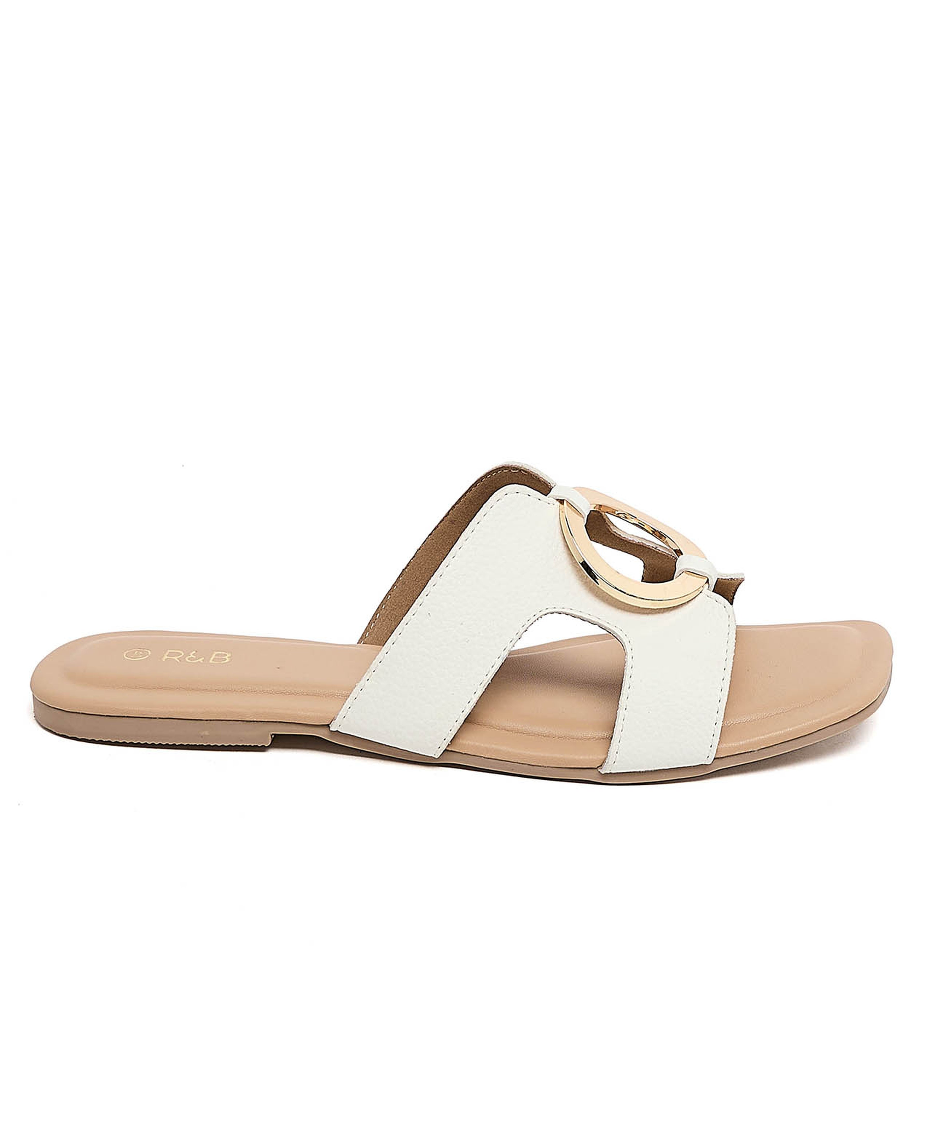 Metal Accent Flat Sandals