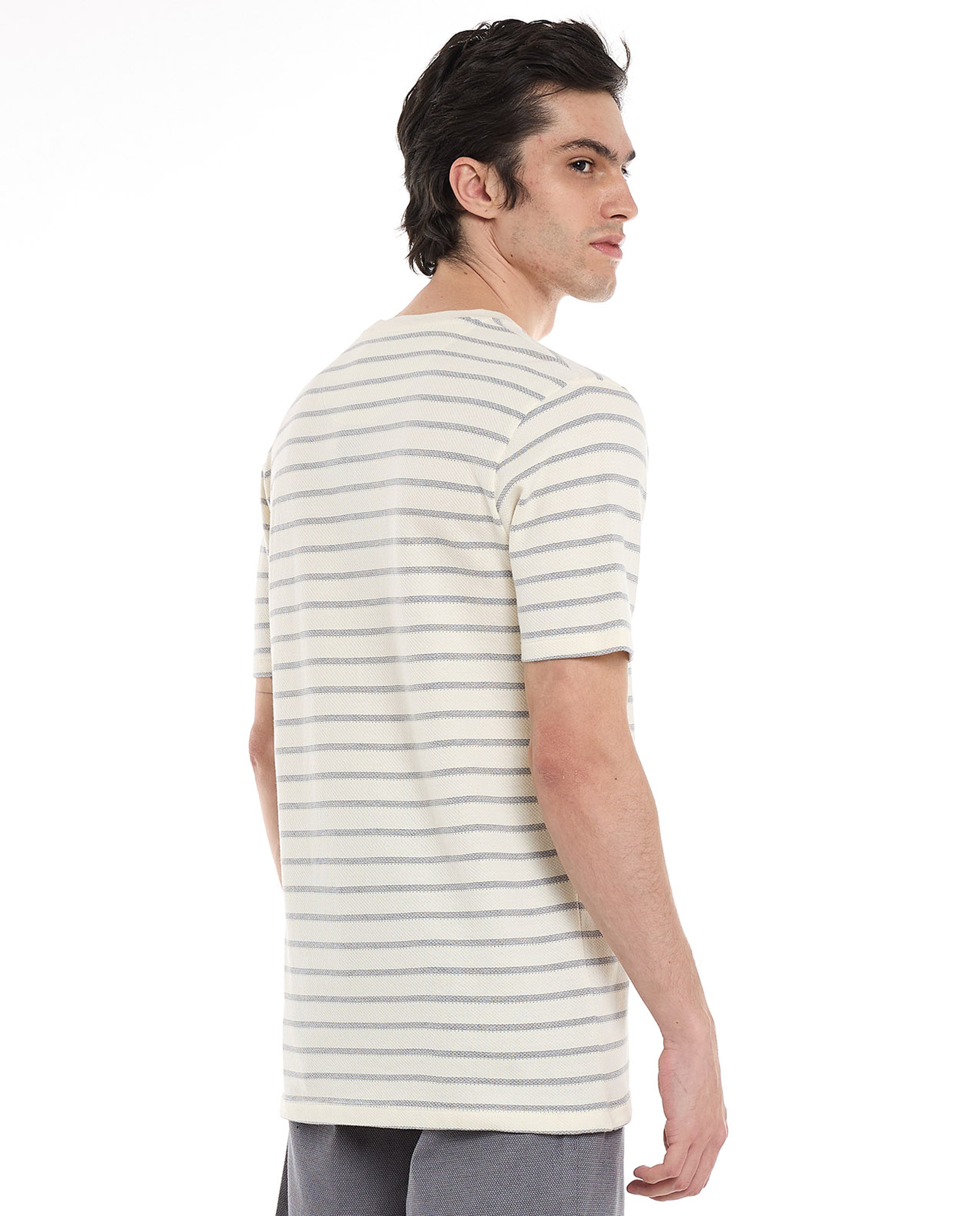 Striped T-Shirt with Crew Neck and Short Sleeves