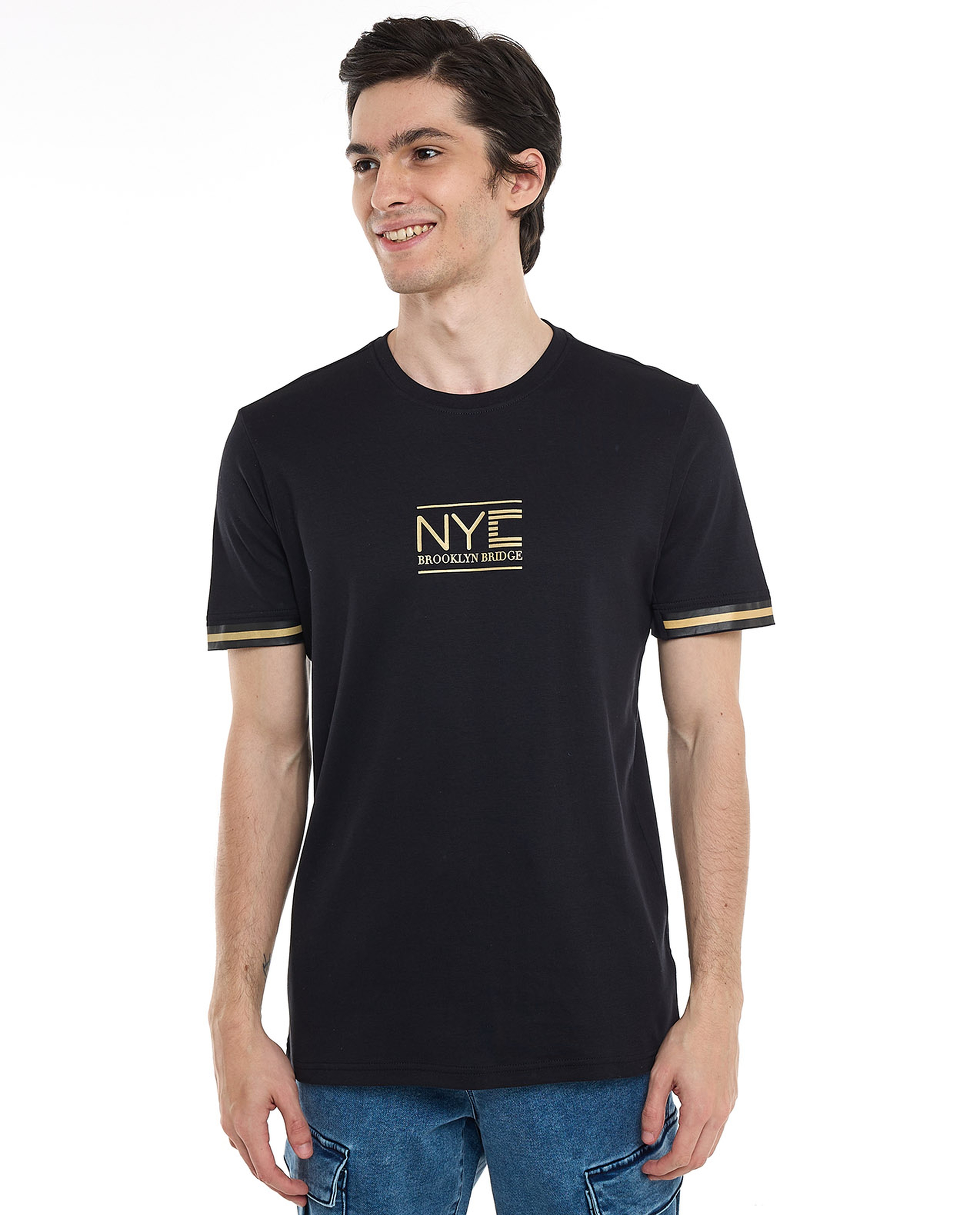 Printed T-Shirt with Crew Neck and Short Sleeves