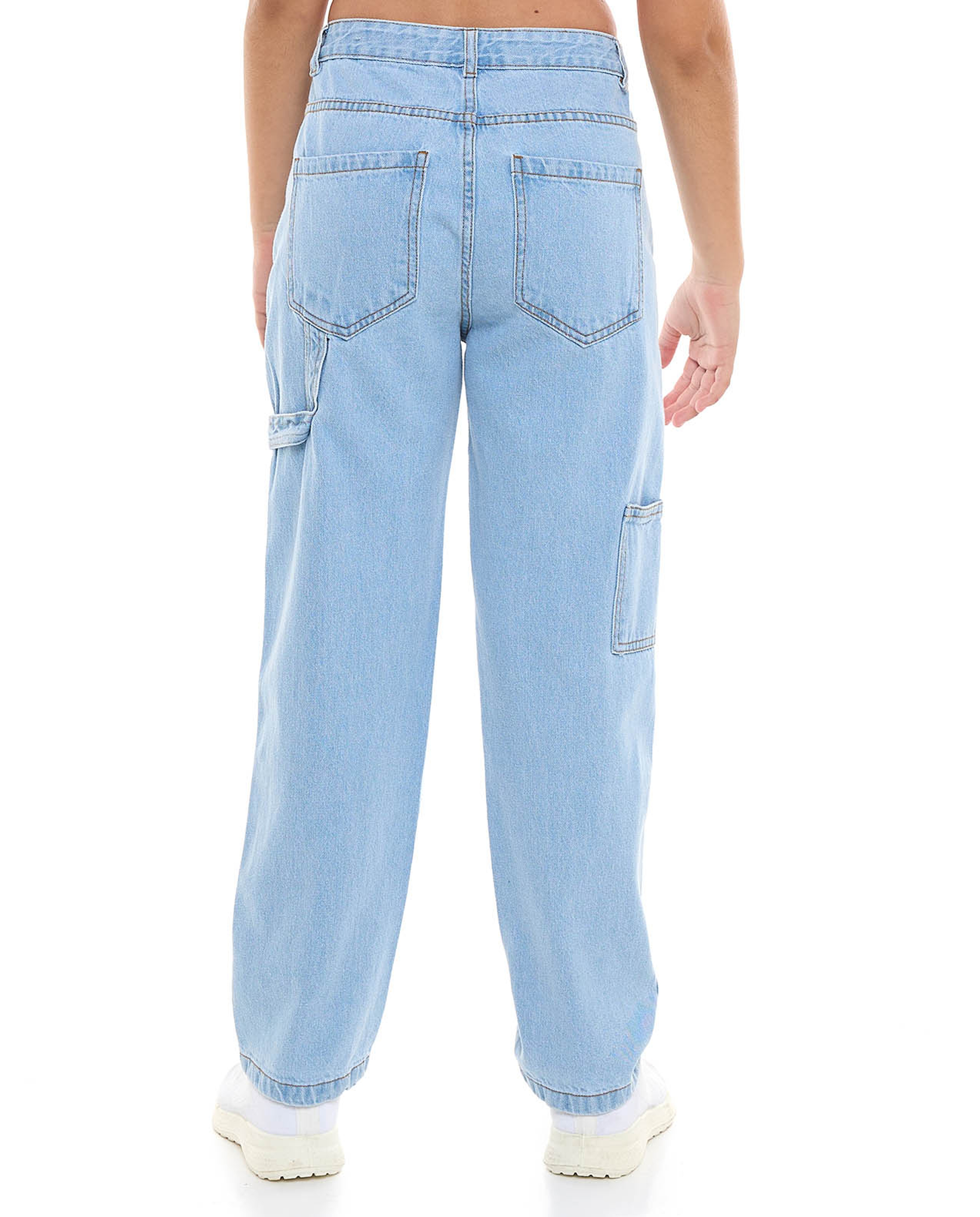 Faded Relaxed Fit Jeans with Button Closure