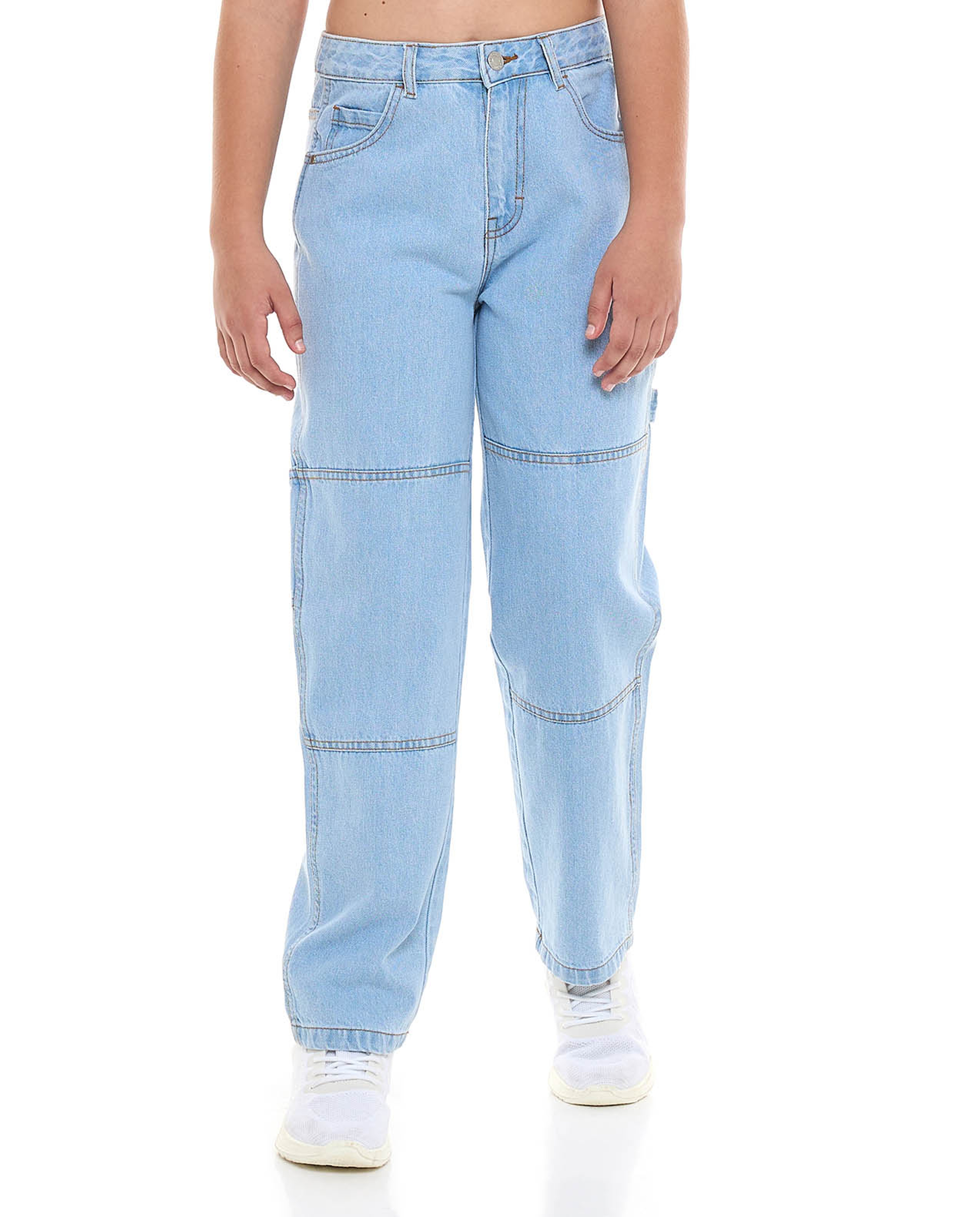 Faded Relaxed Fit Jeans with Button Closure