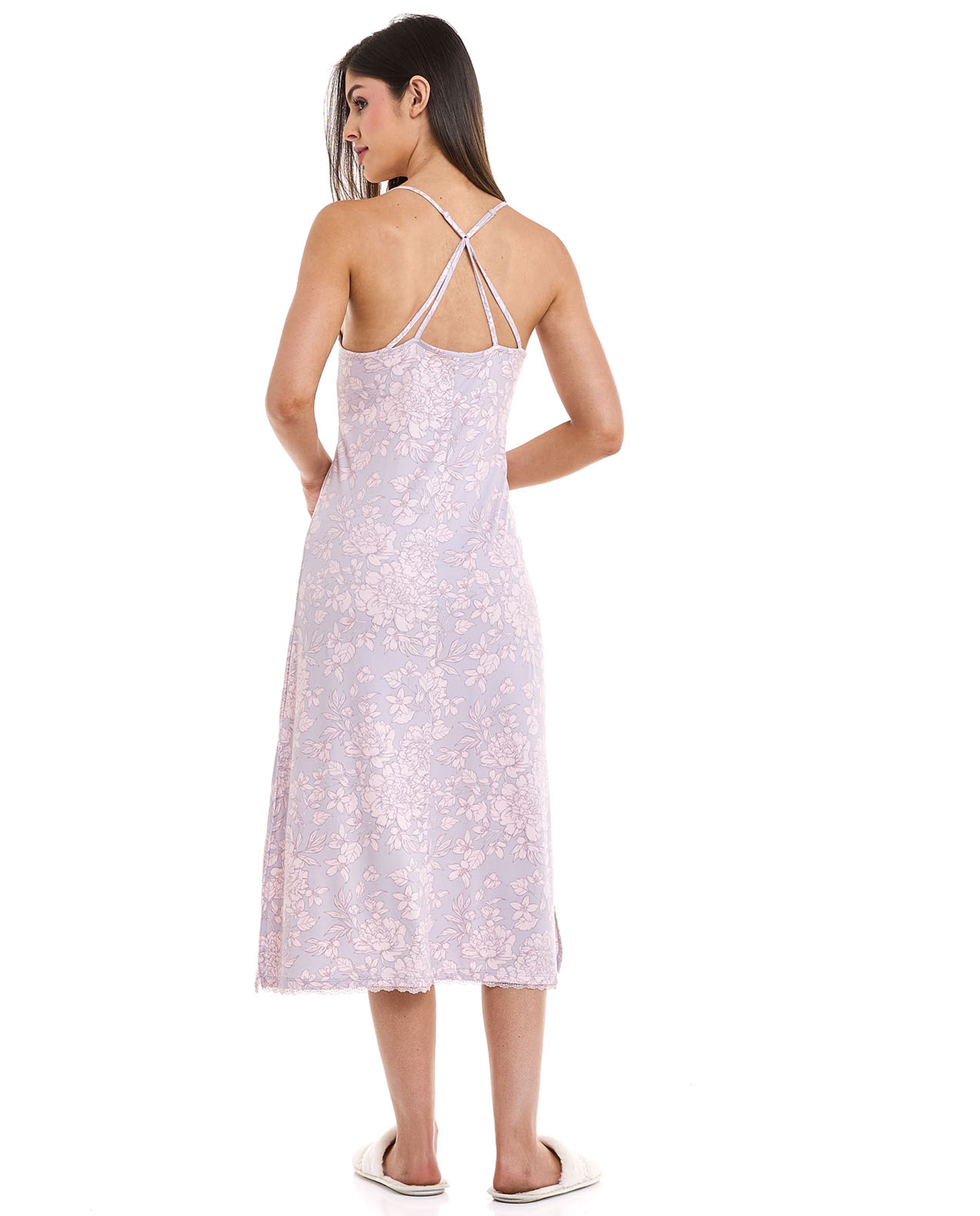 Printed Padded Strappy Nightgown