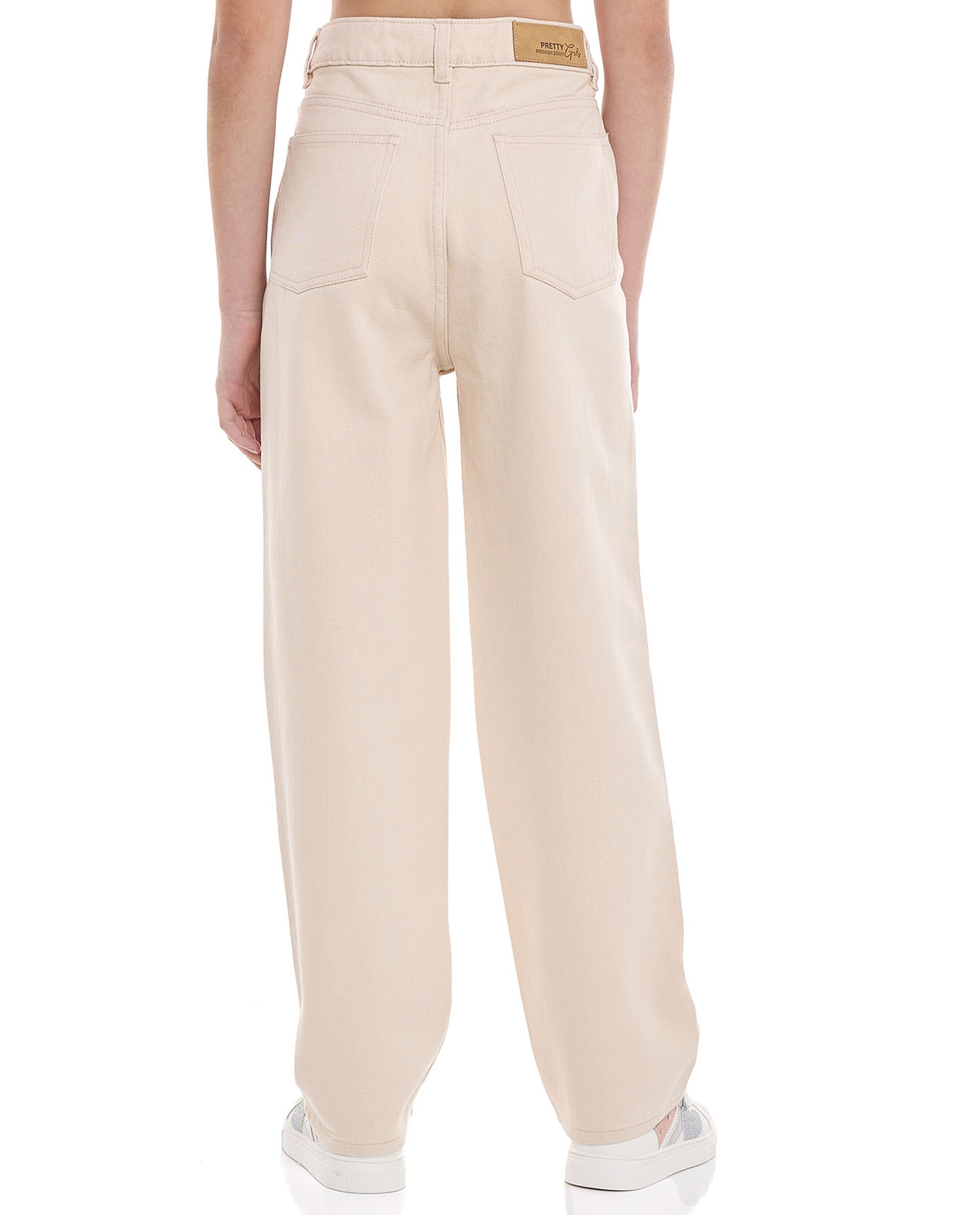 Solid Relaxed Fit Pants With Button Closure
