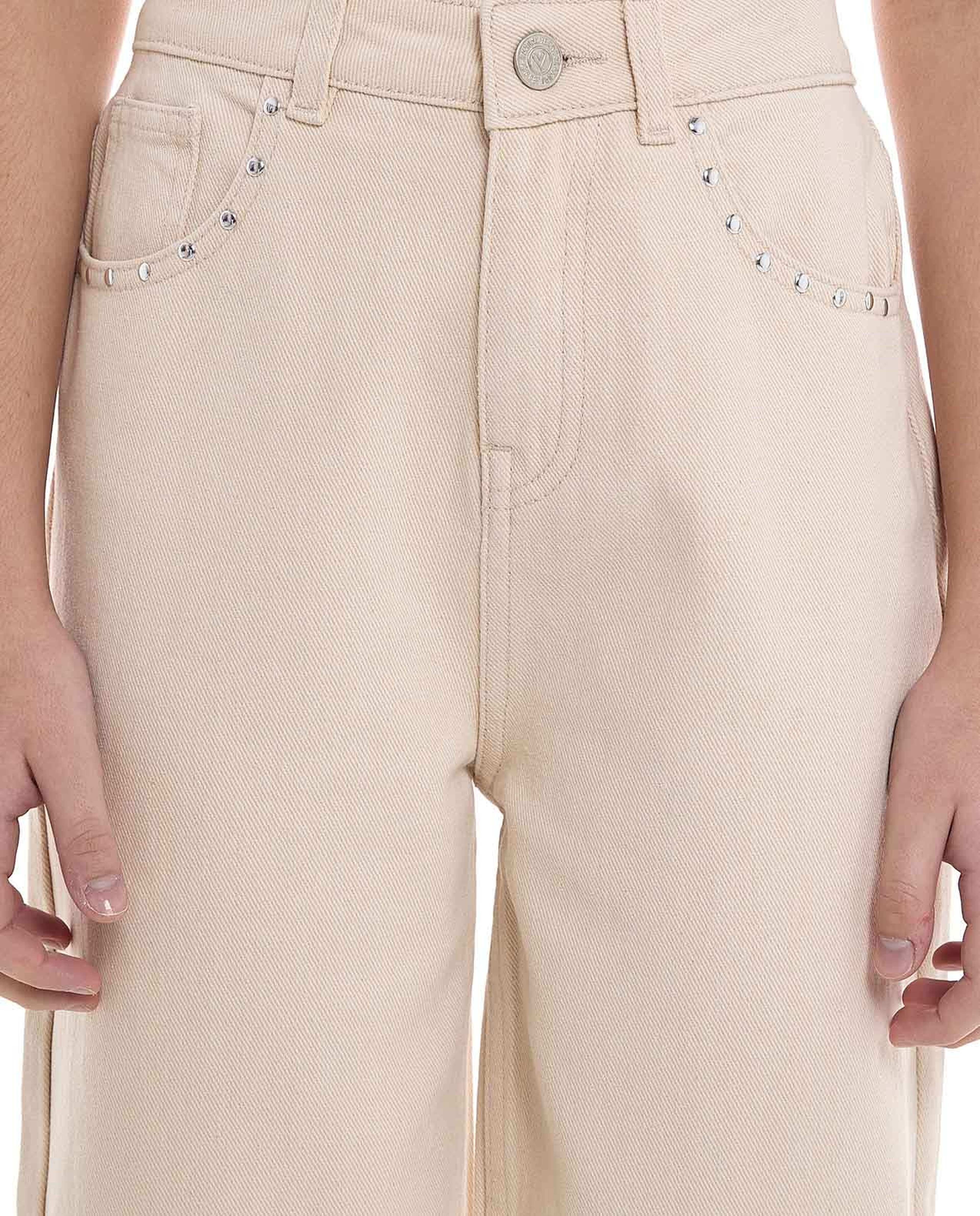 Solid Relaxed Fit Pants With Button Closure