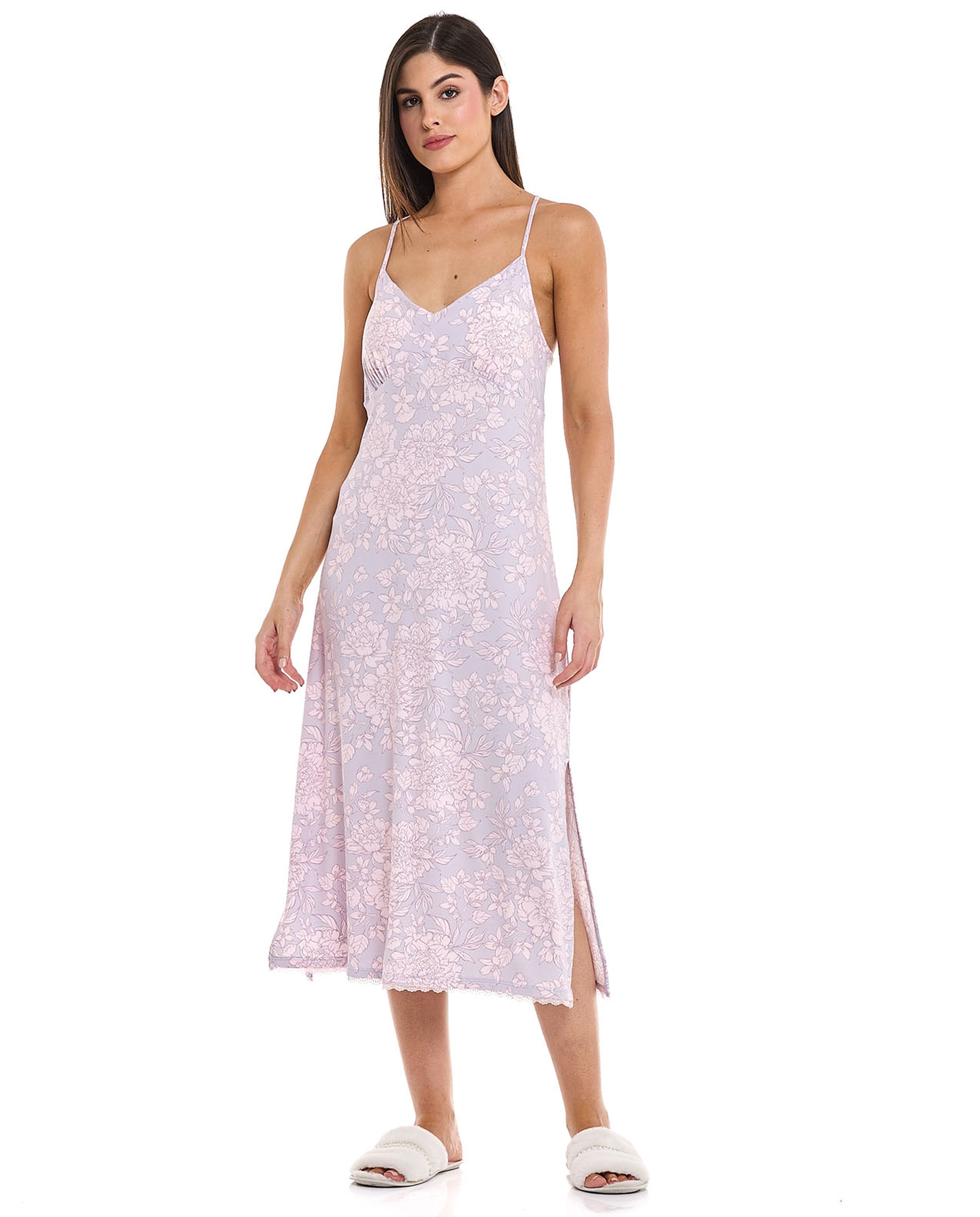 Printed Padded Strappy Nightgown