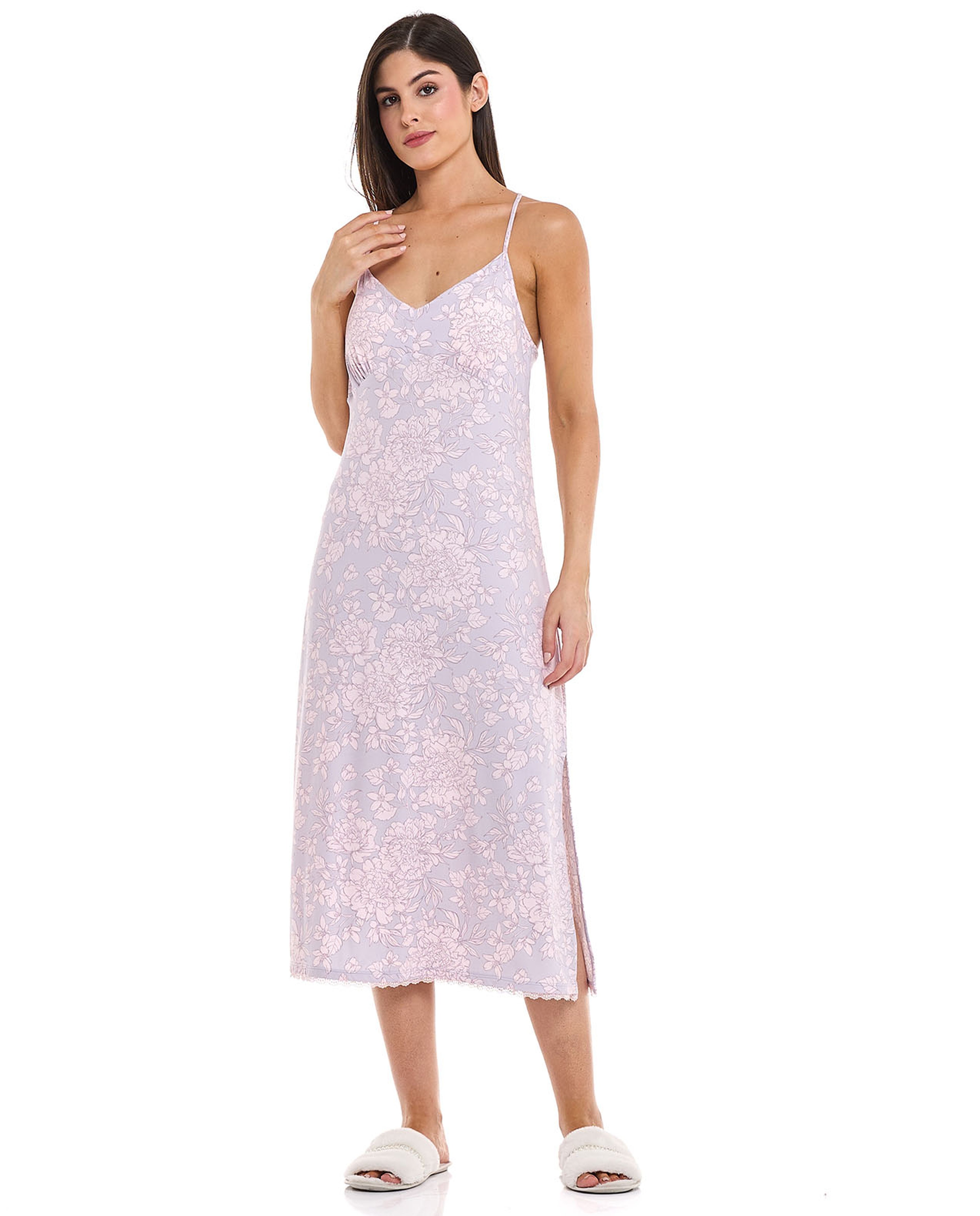 Printed Padded Strappy Nightgown