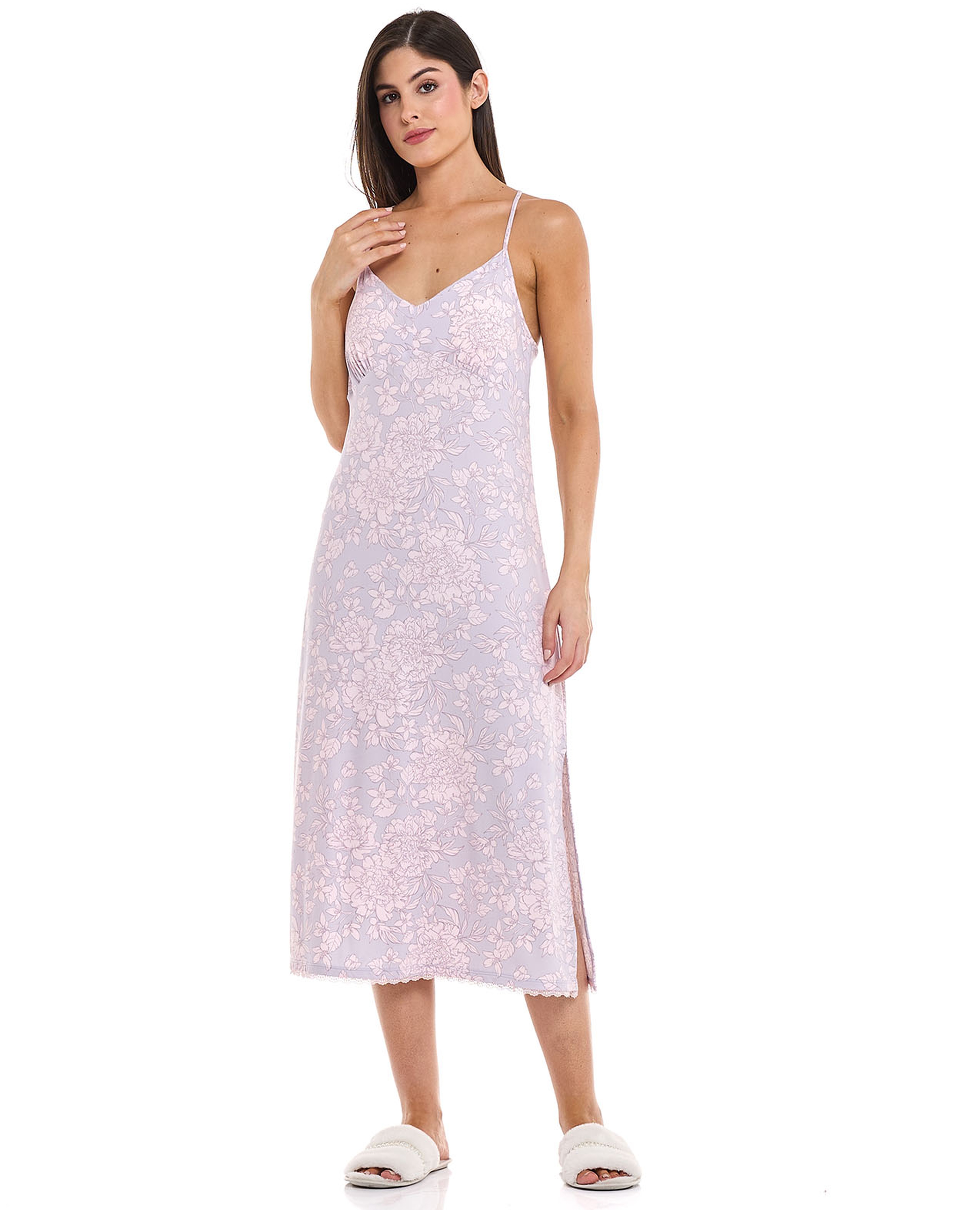 Printed Padded Strappy Nightgown