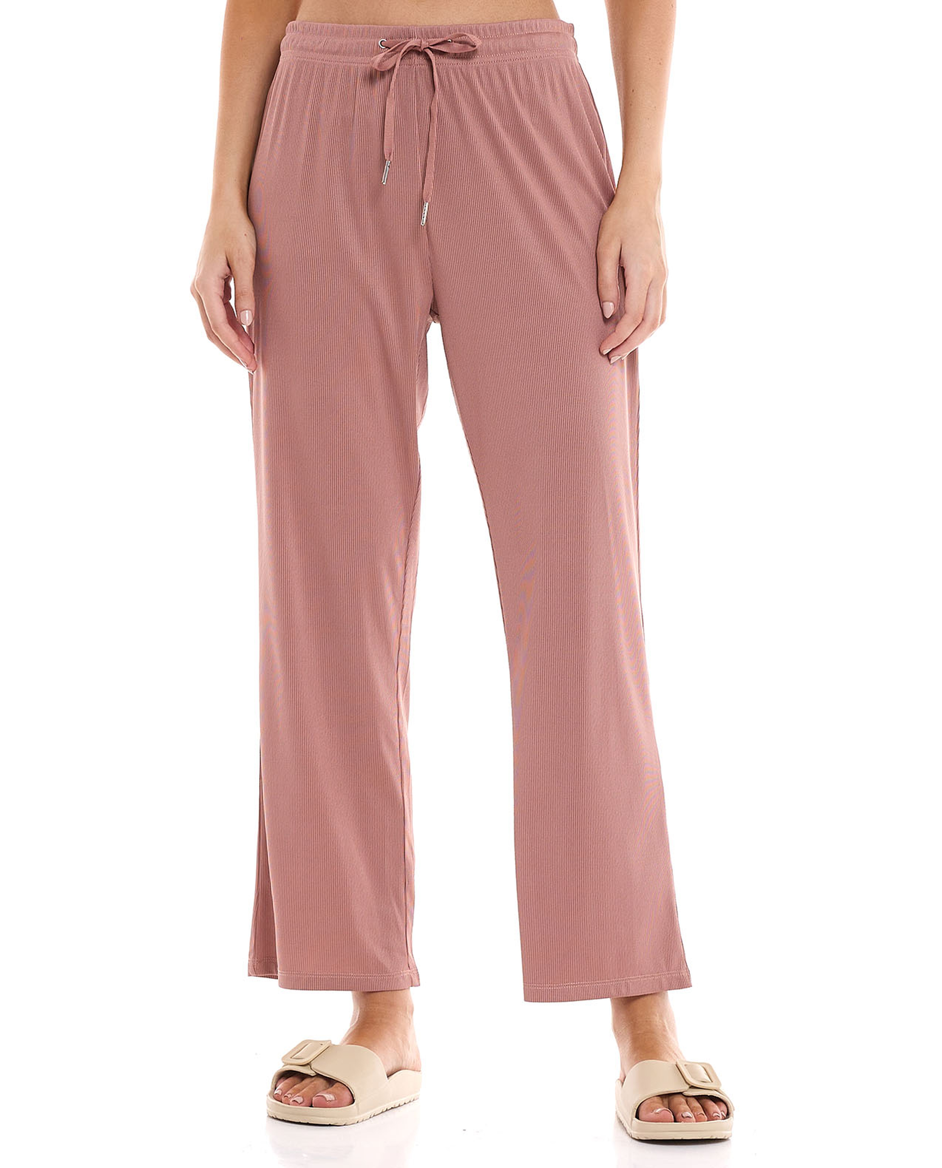 Solid Lounge Pants with Drawstring Waist