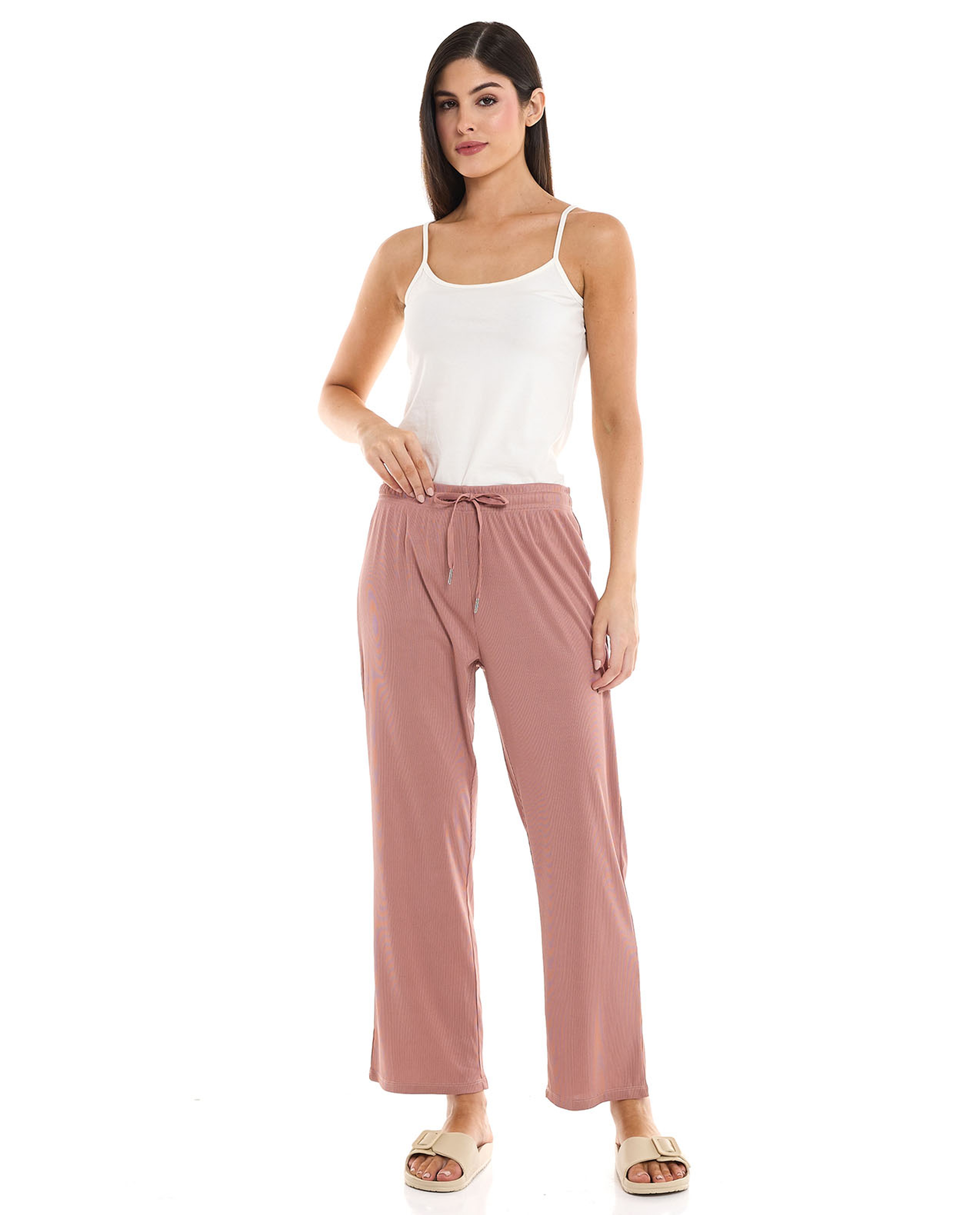 Solid Lounge Pants with Drawstring Waist