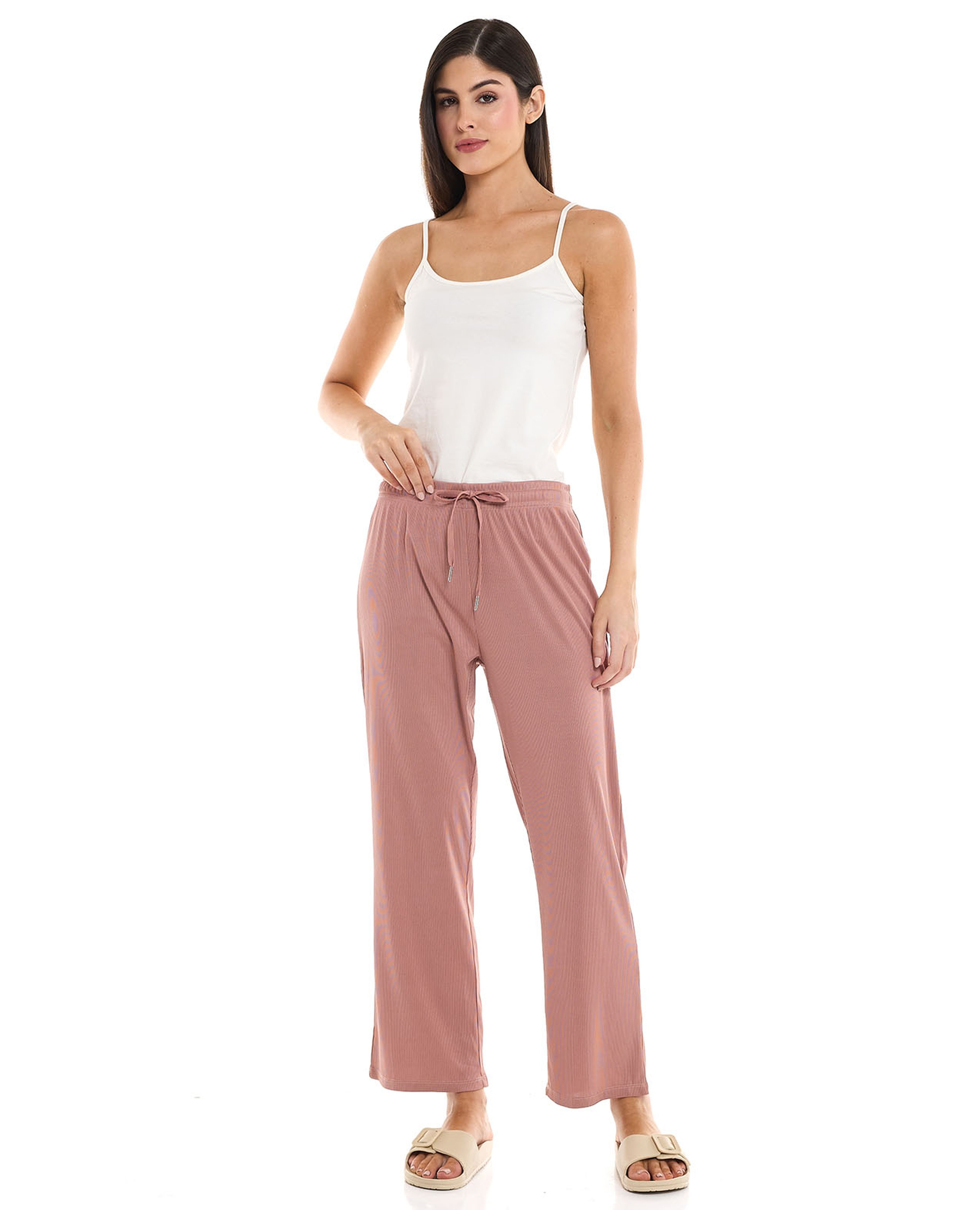 بنطال سادة برباط على الخصر