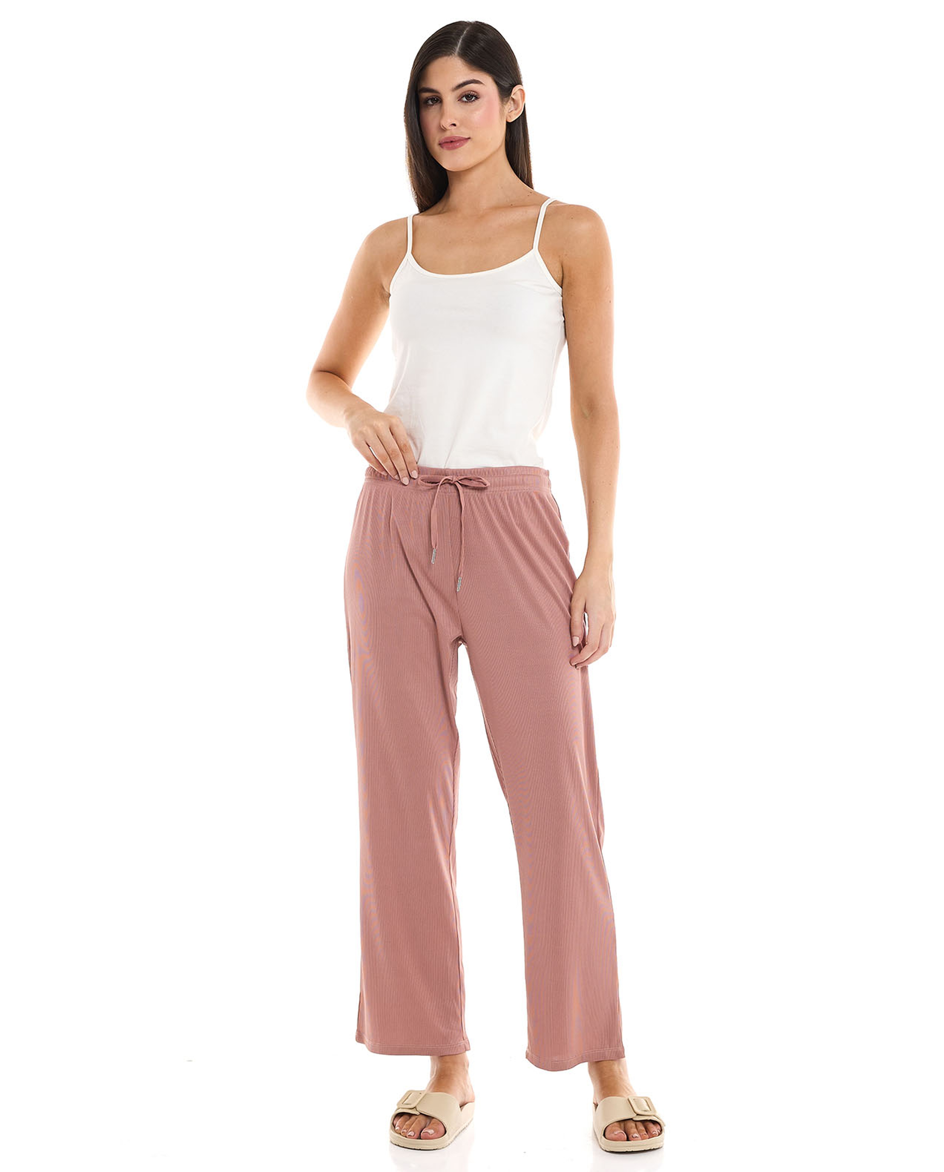 Solid Lounge Pants with Drawstring Waist