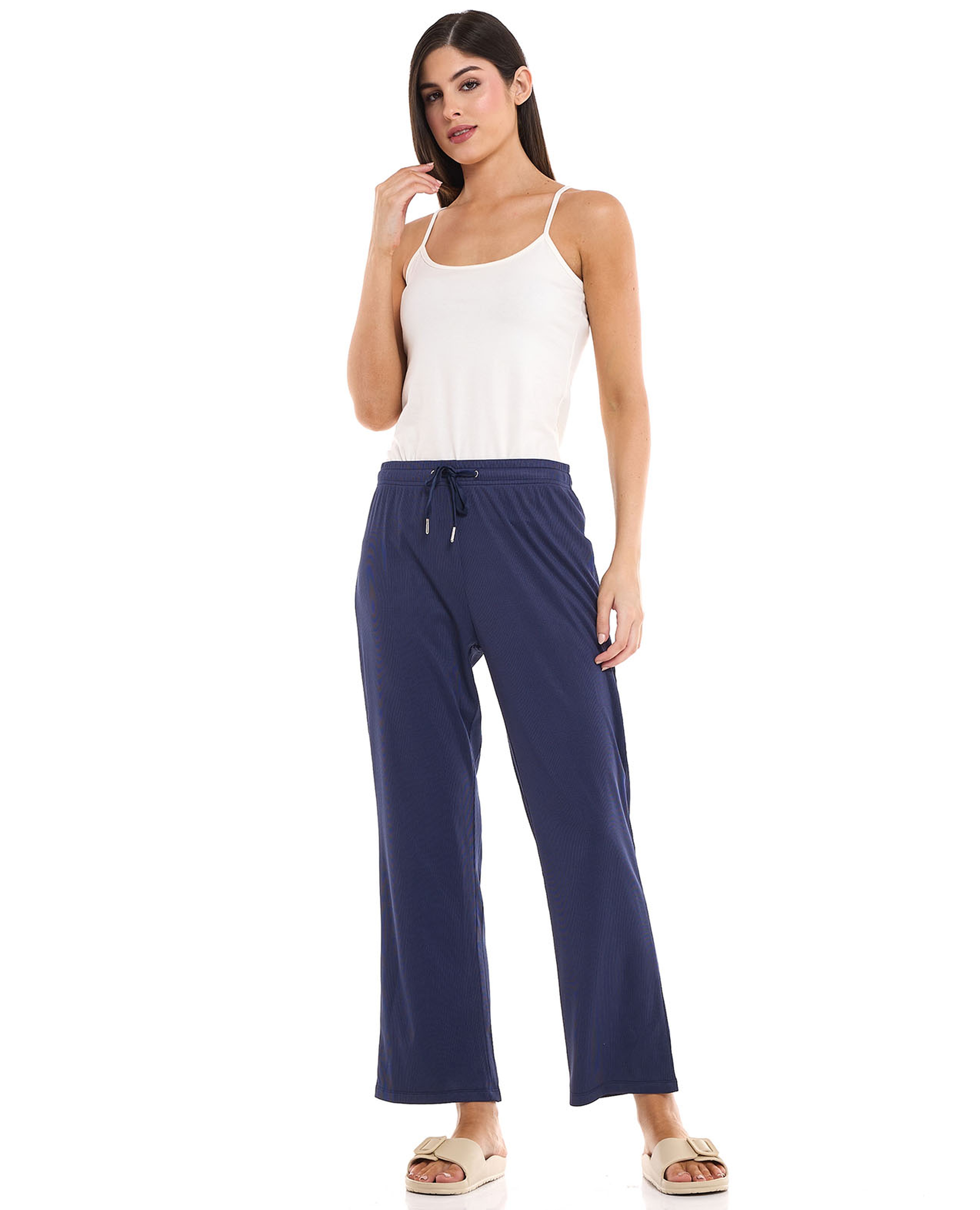 Solid Lounge Pants with Drawstring Waist