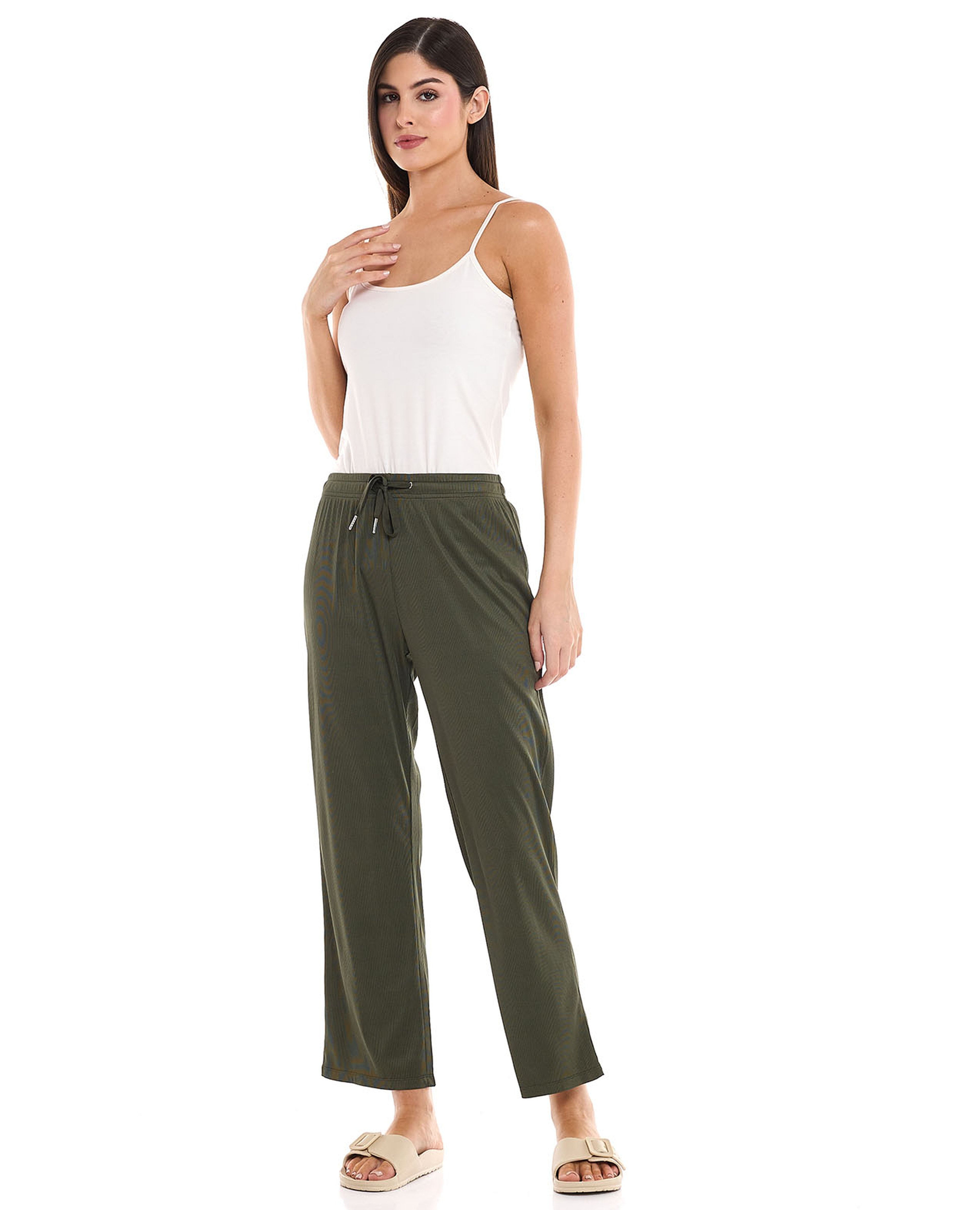 Solid Lounge Pants with Drawstring Waist
