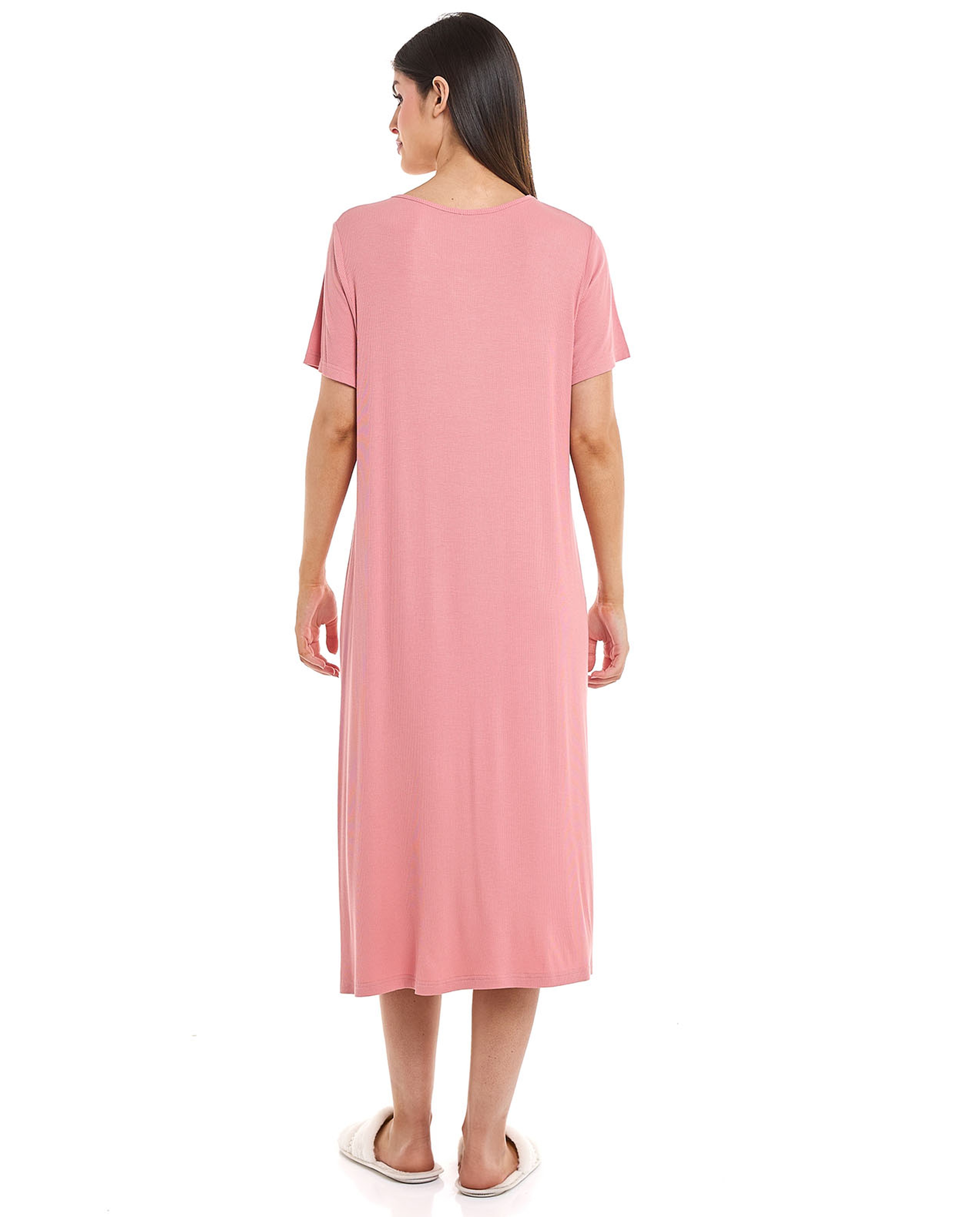 Embroidery Detail Nightdress with Short Sleeves