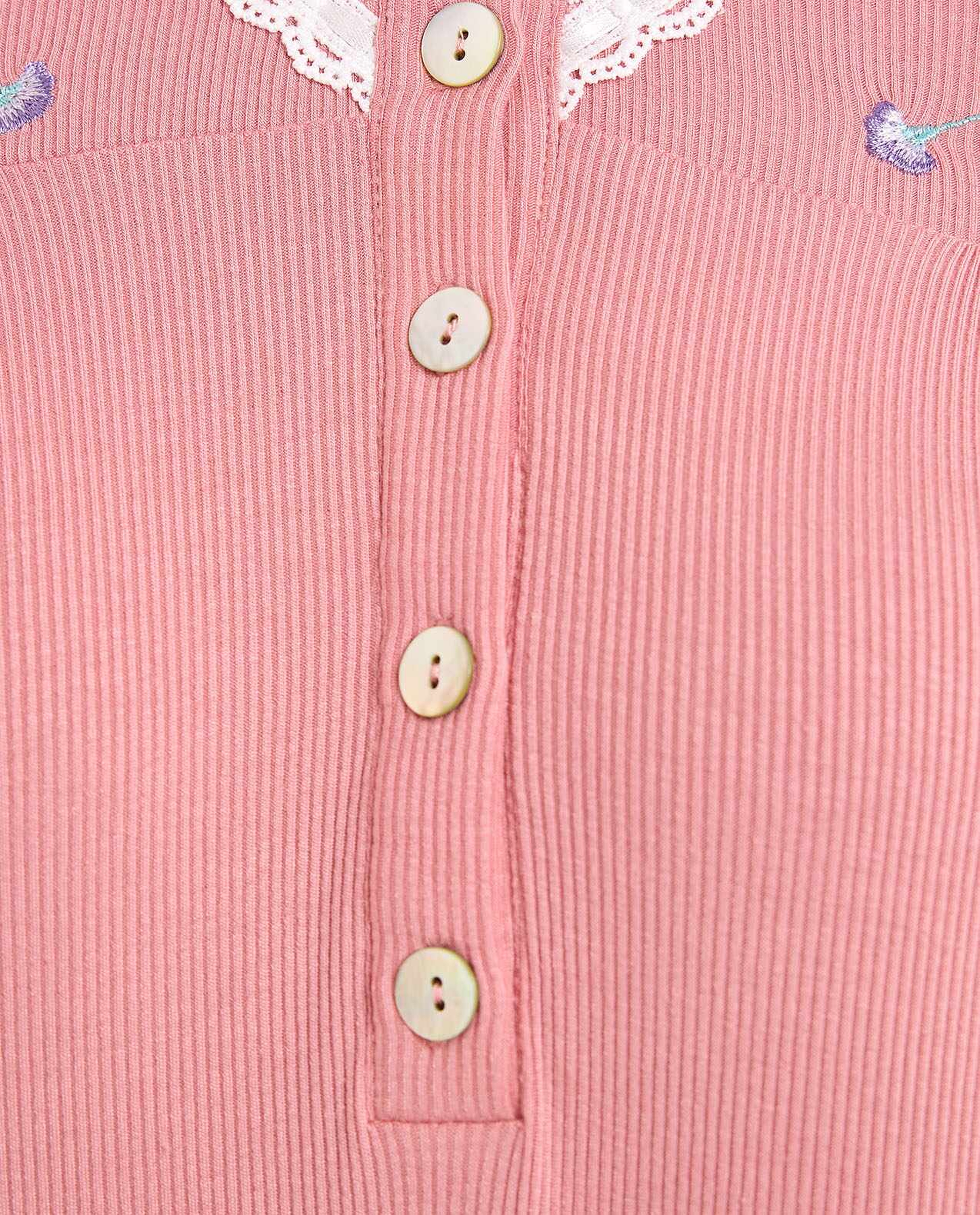 Embroidery Detail Nightdress with Short Sleeves