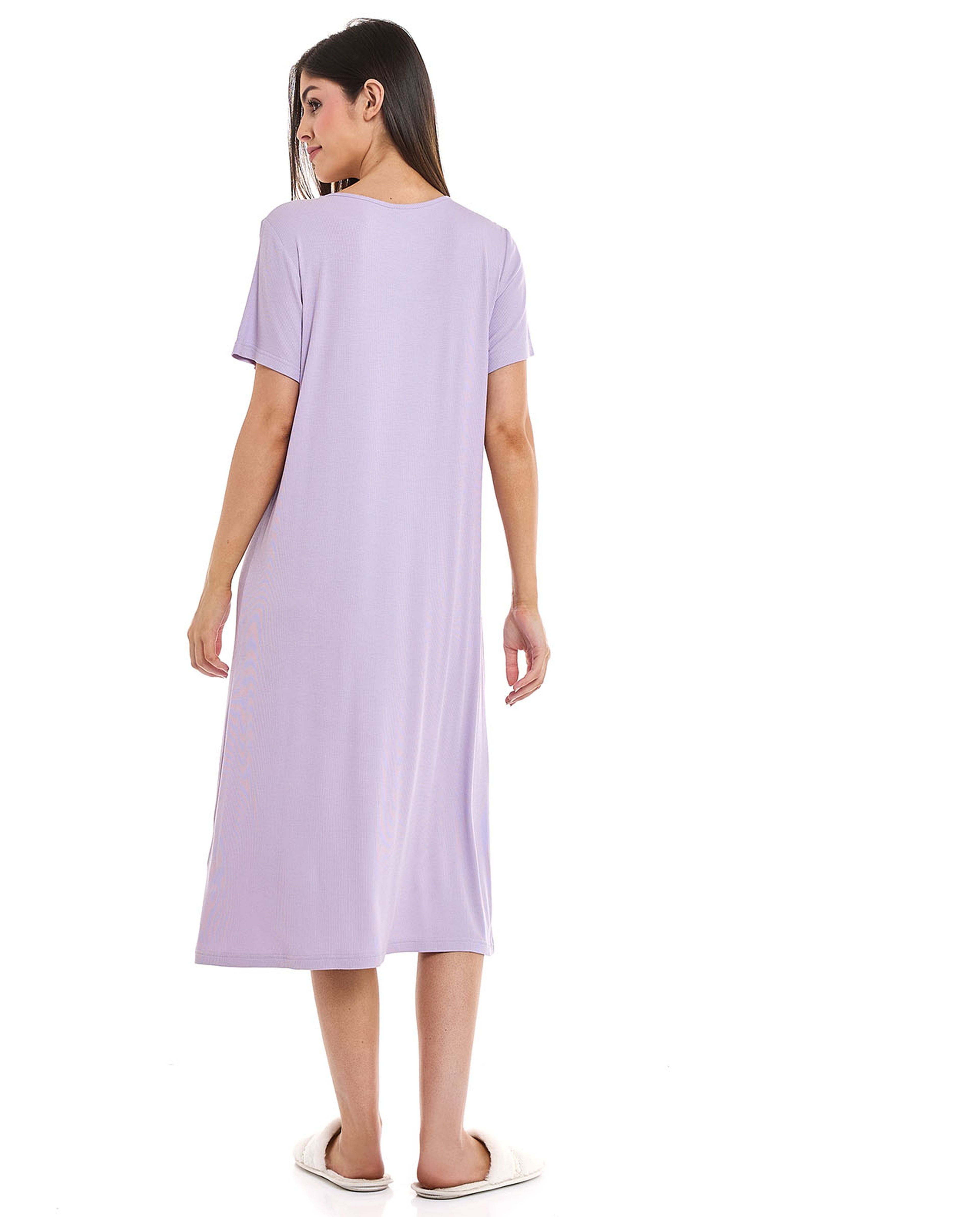 Embroidery Detail Nightdress with Short Sleeves
