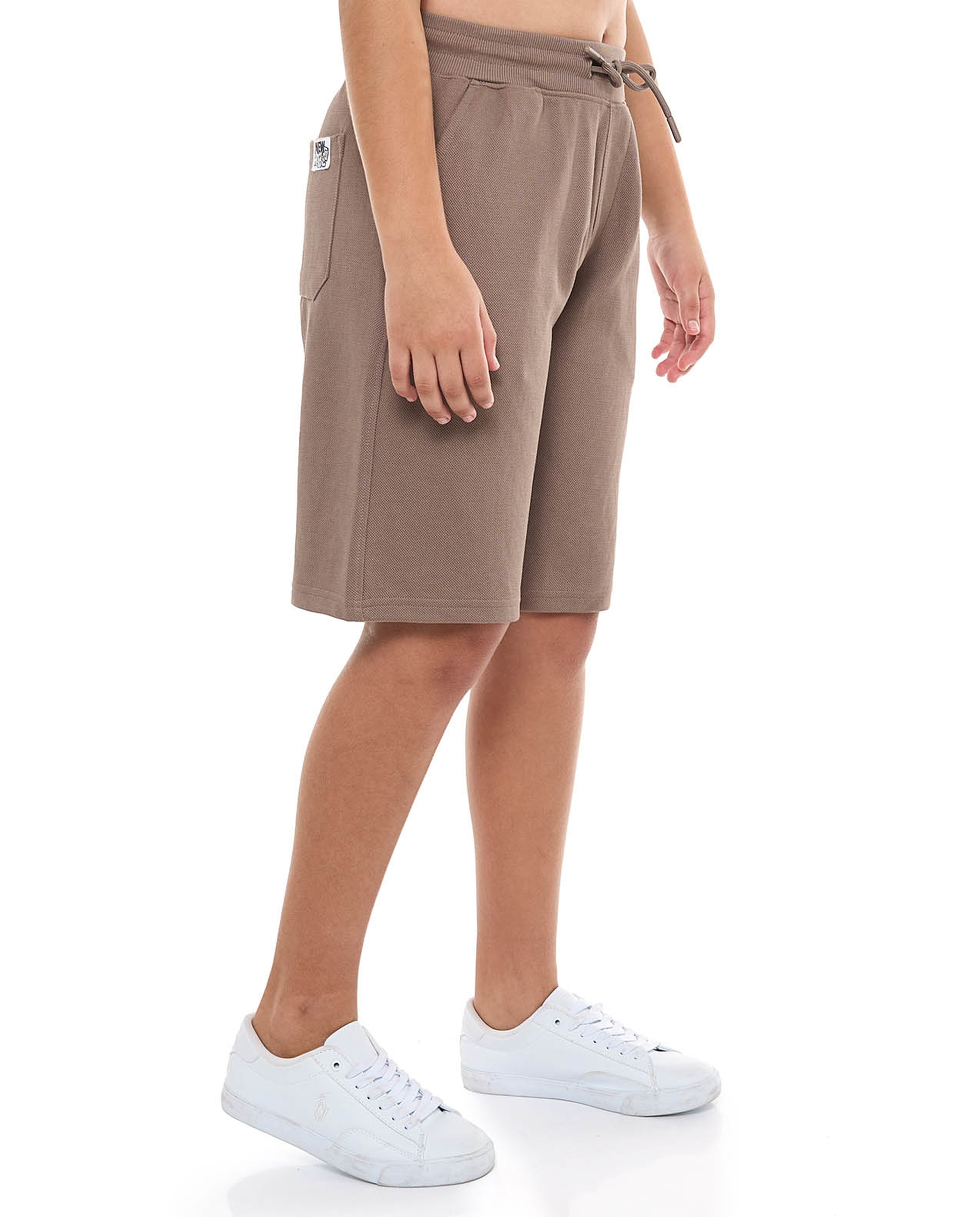 Textured Shorts with Drawstring Wait