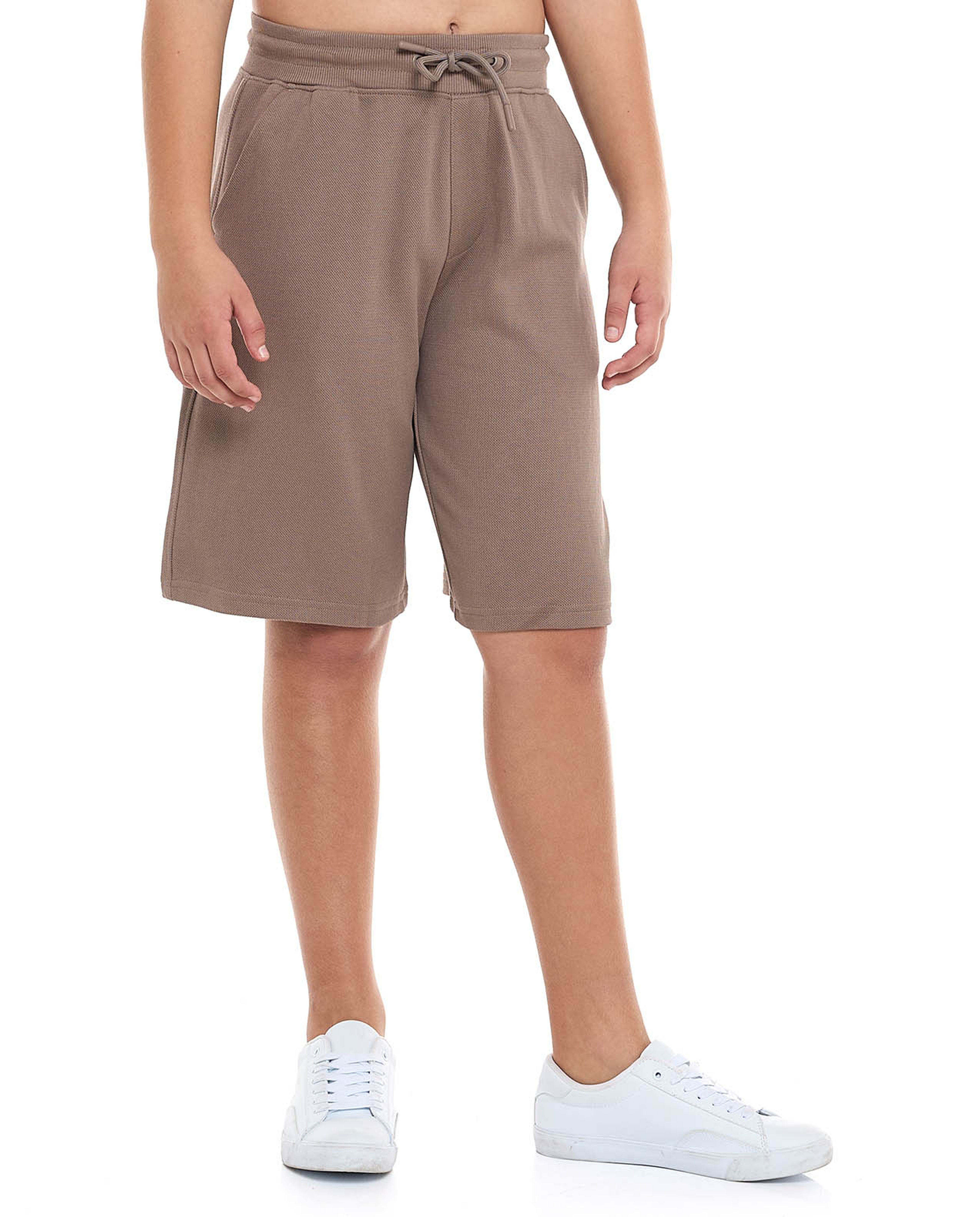 Textured Shorts with Drawstring Wait