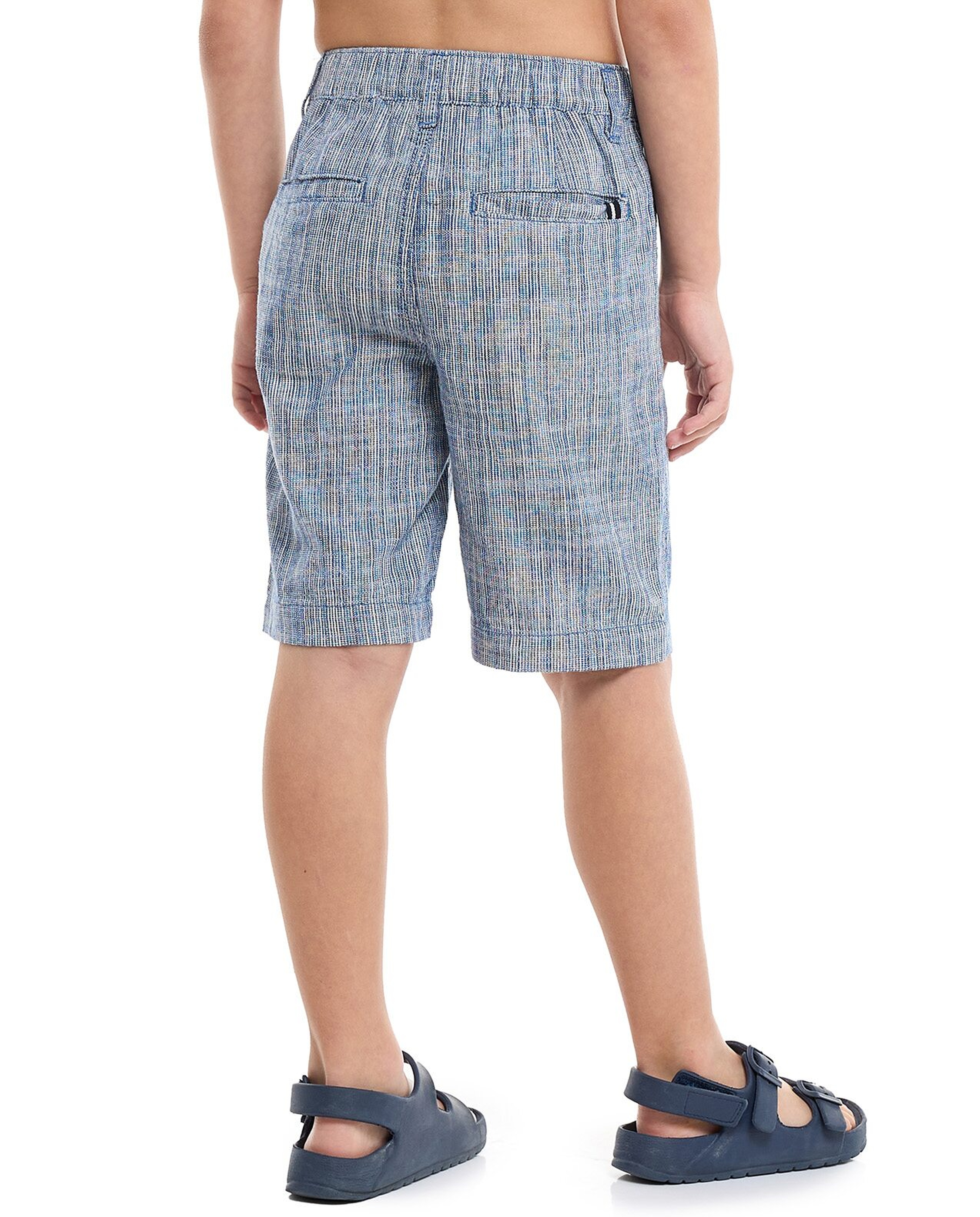 Textured Chino Shorts with Button Closure