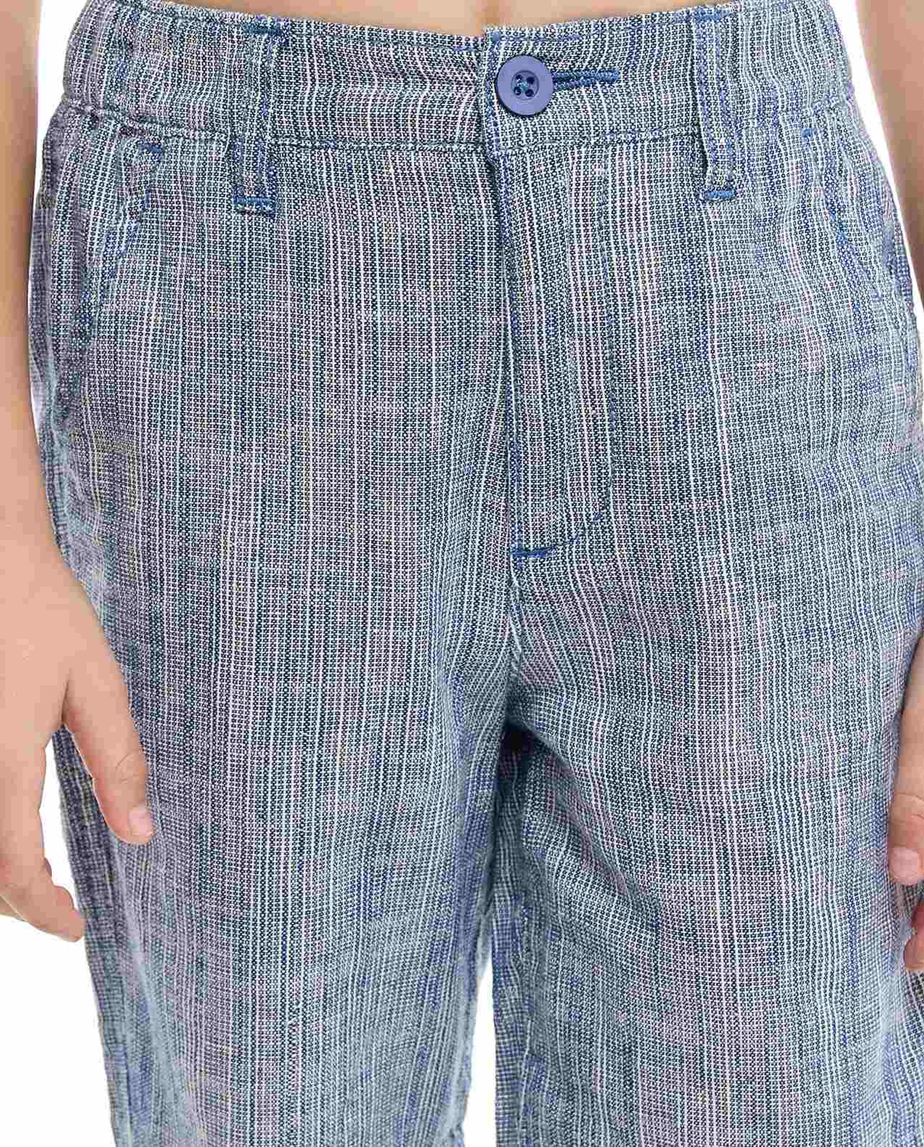 Textured Chino Shorts with Button Closure