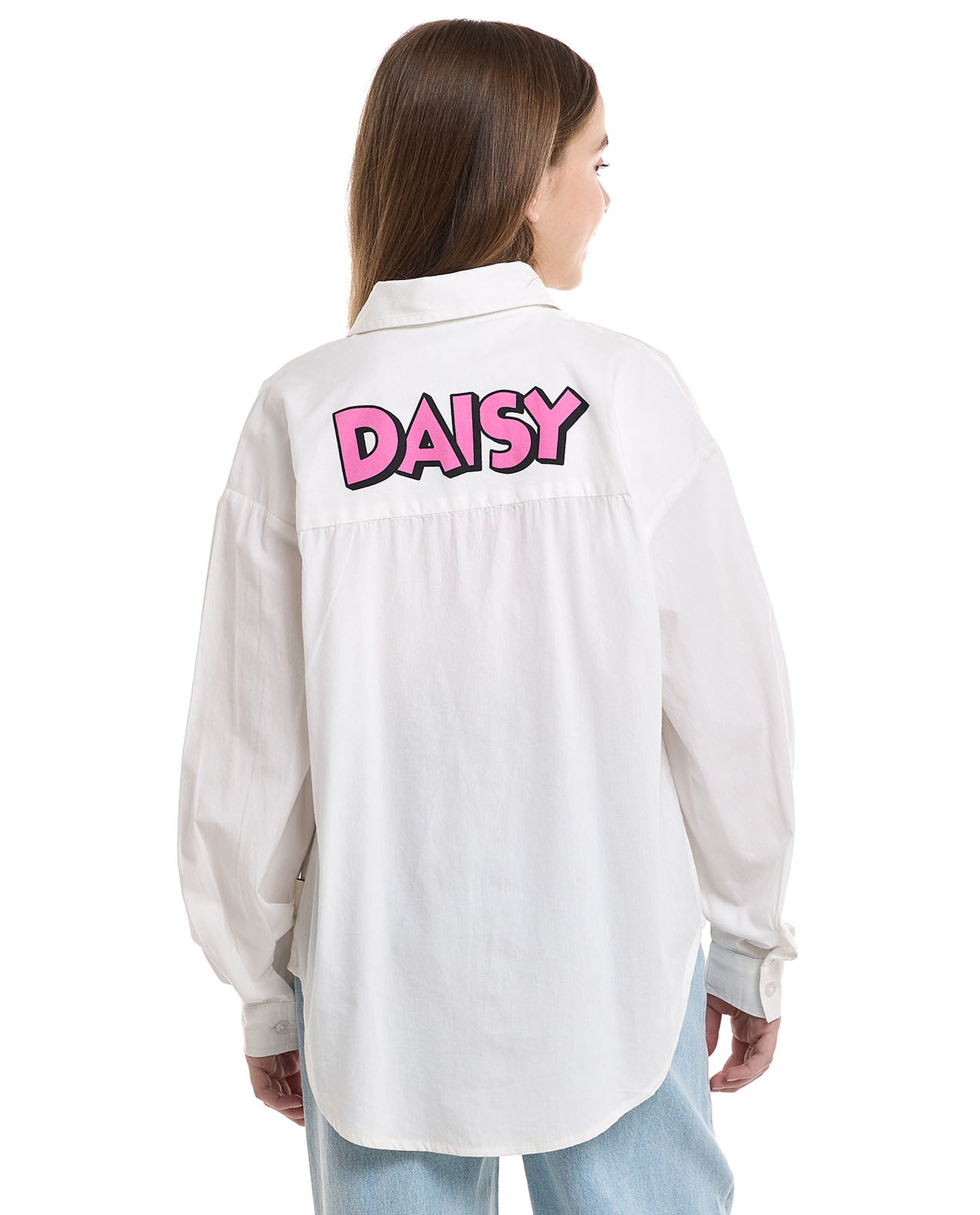 Daisy Duck Shirt With Classic Collar And Long Sleeves