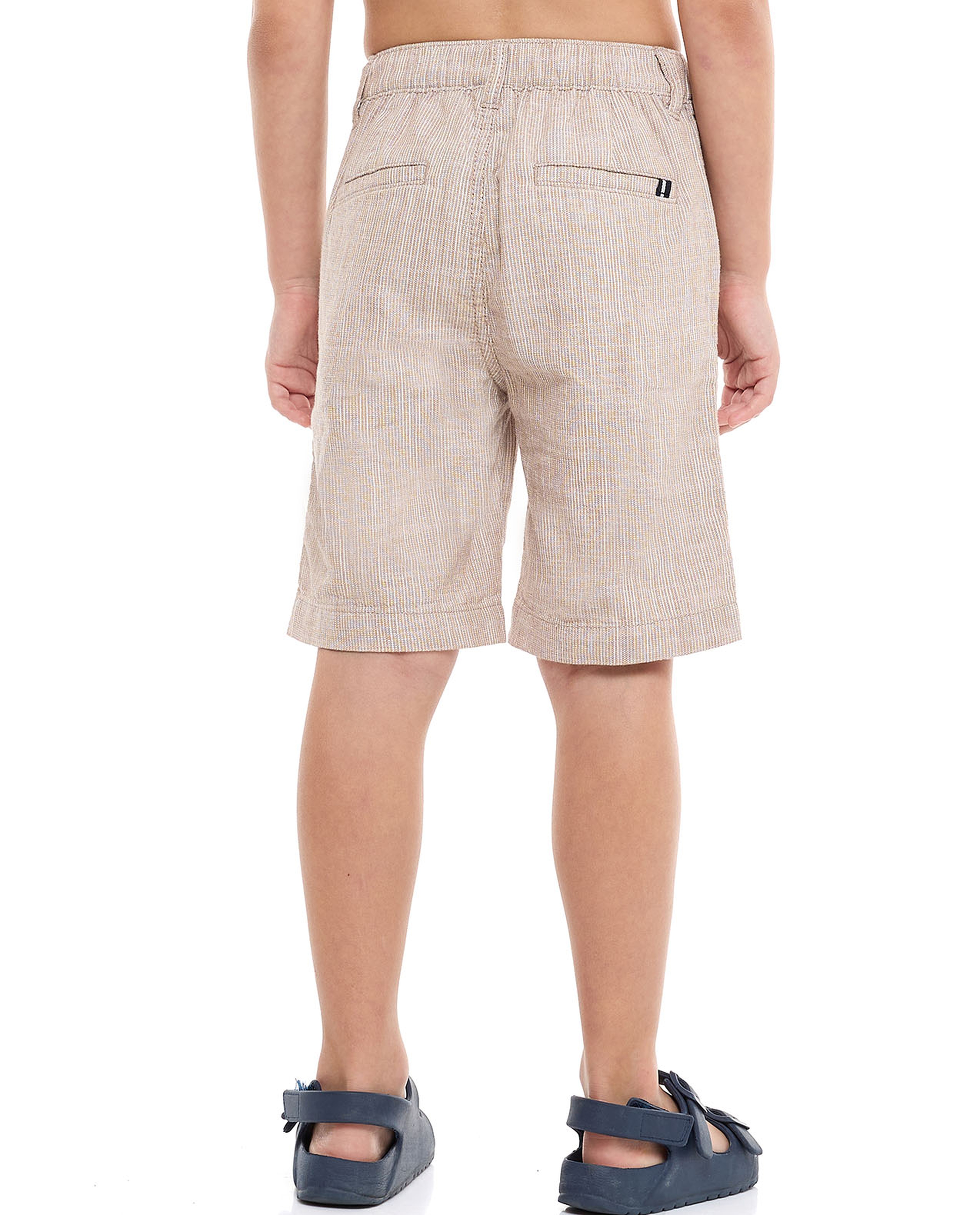 Textured Chino Shorts with Button Closure