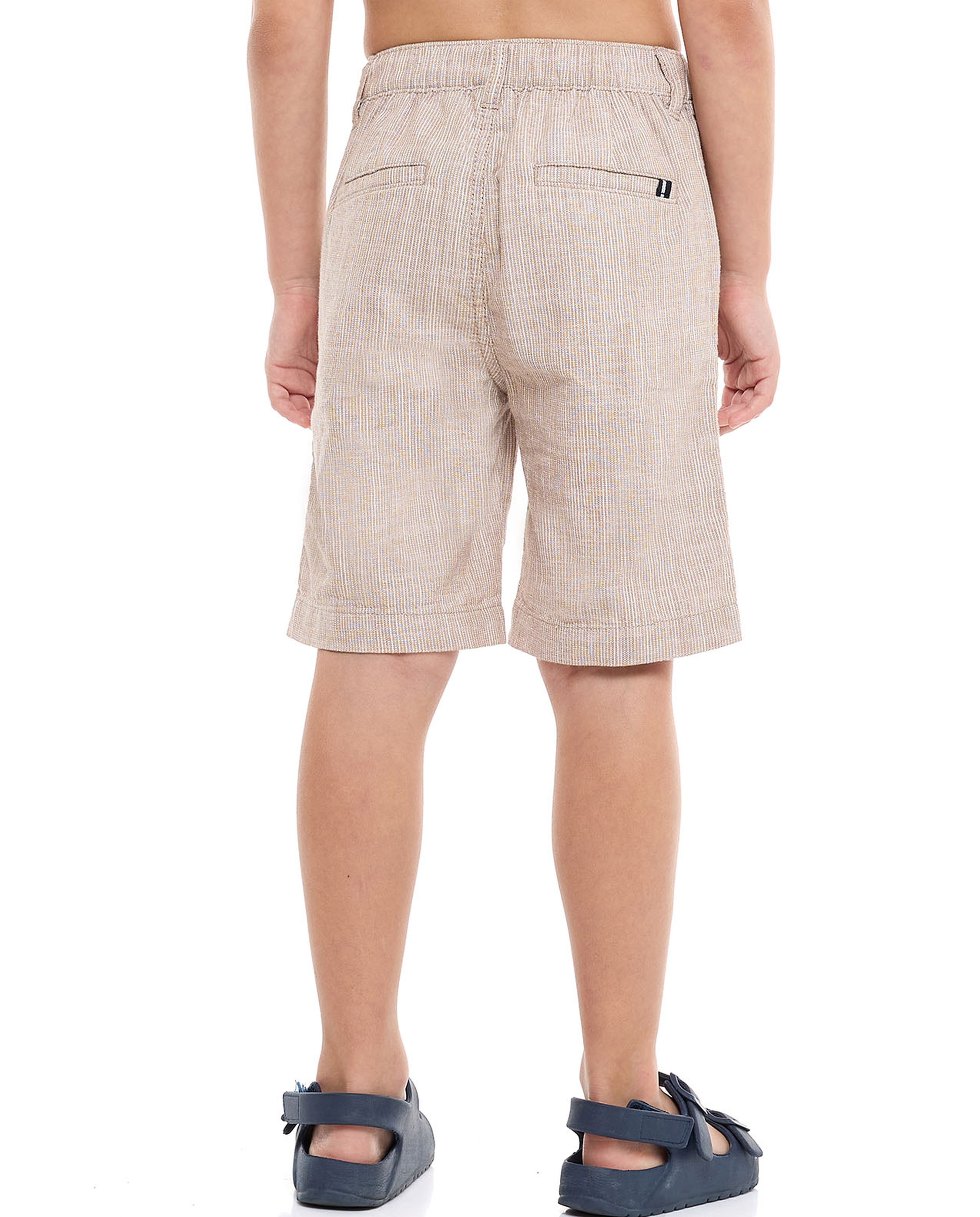 Textured Chino Shorts with Button Closure