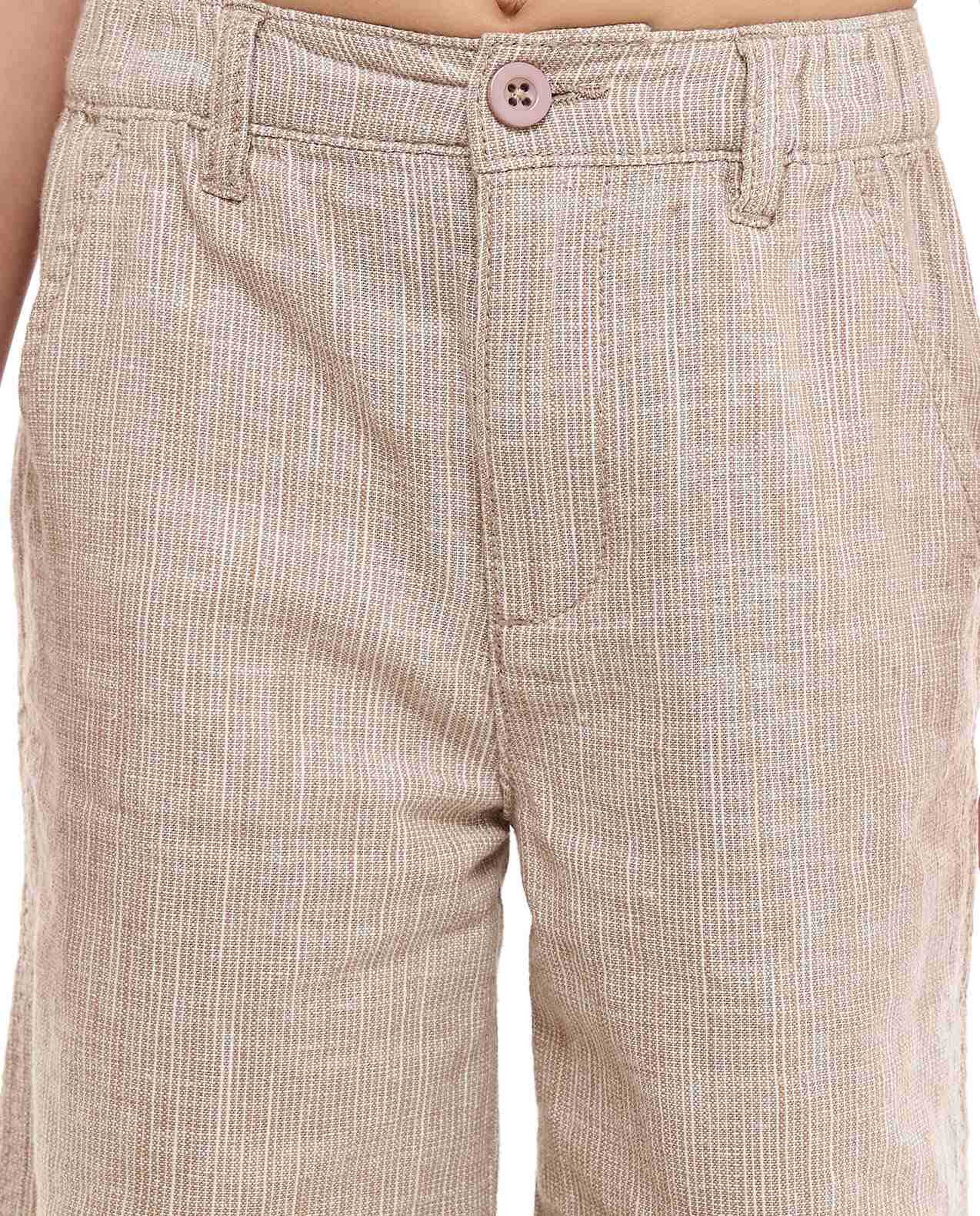 Textured Chino Shorts with Button Closure