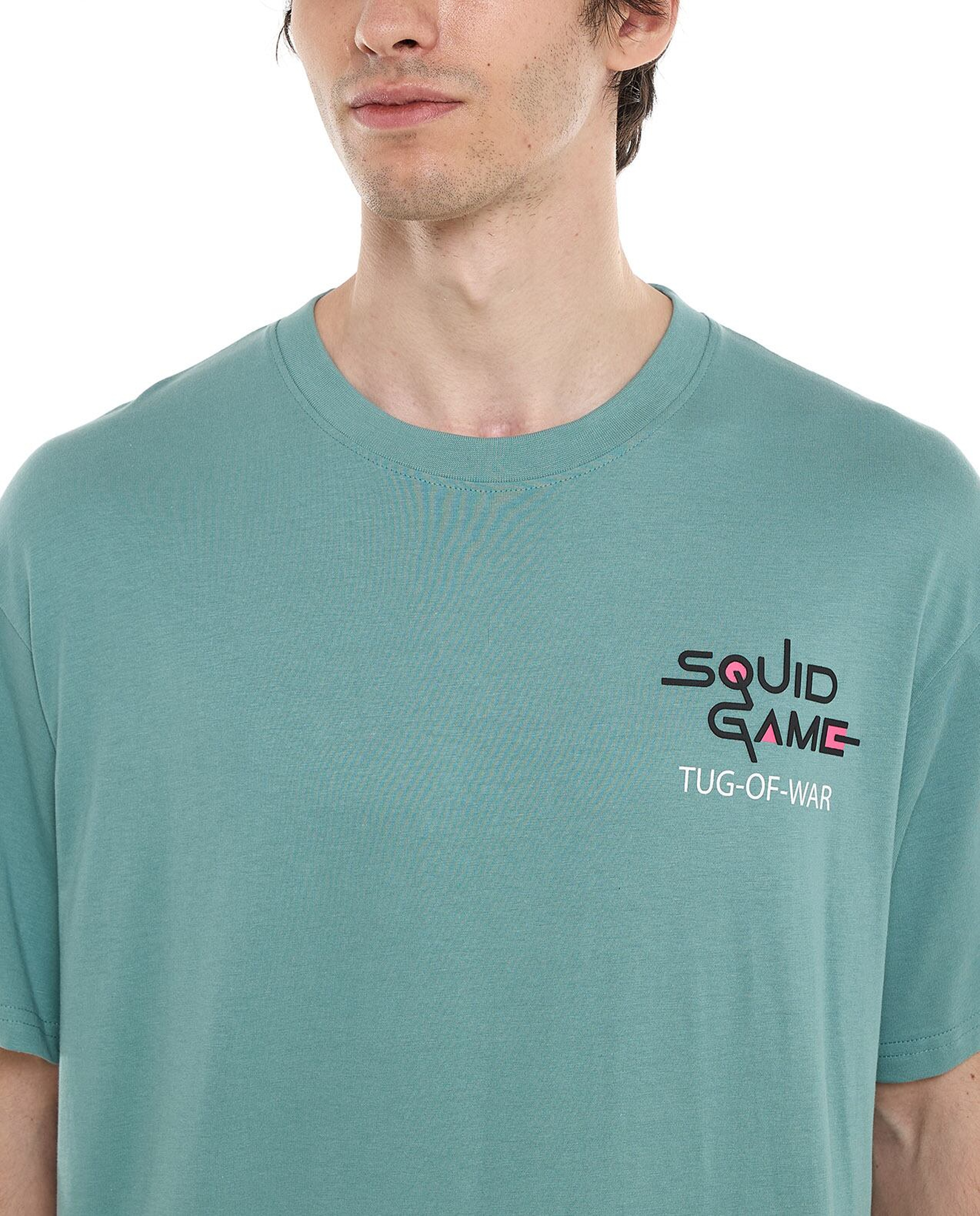 Squid Game Theme T-Shirt with Crew Neck and Short Sleeves