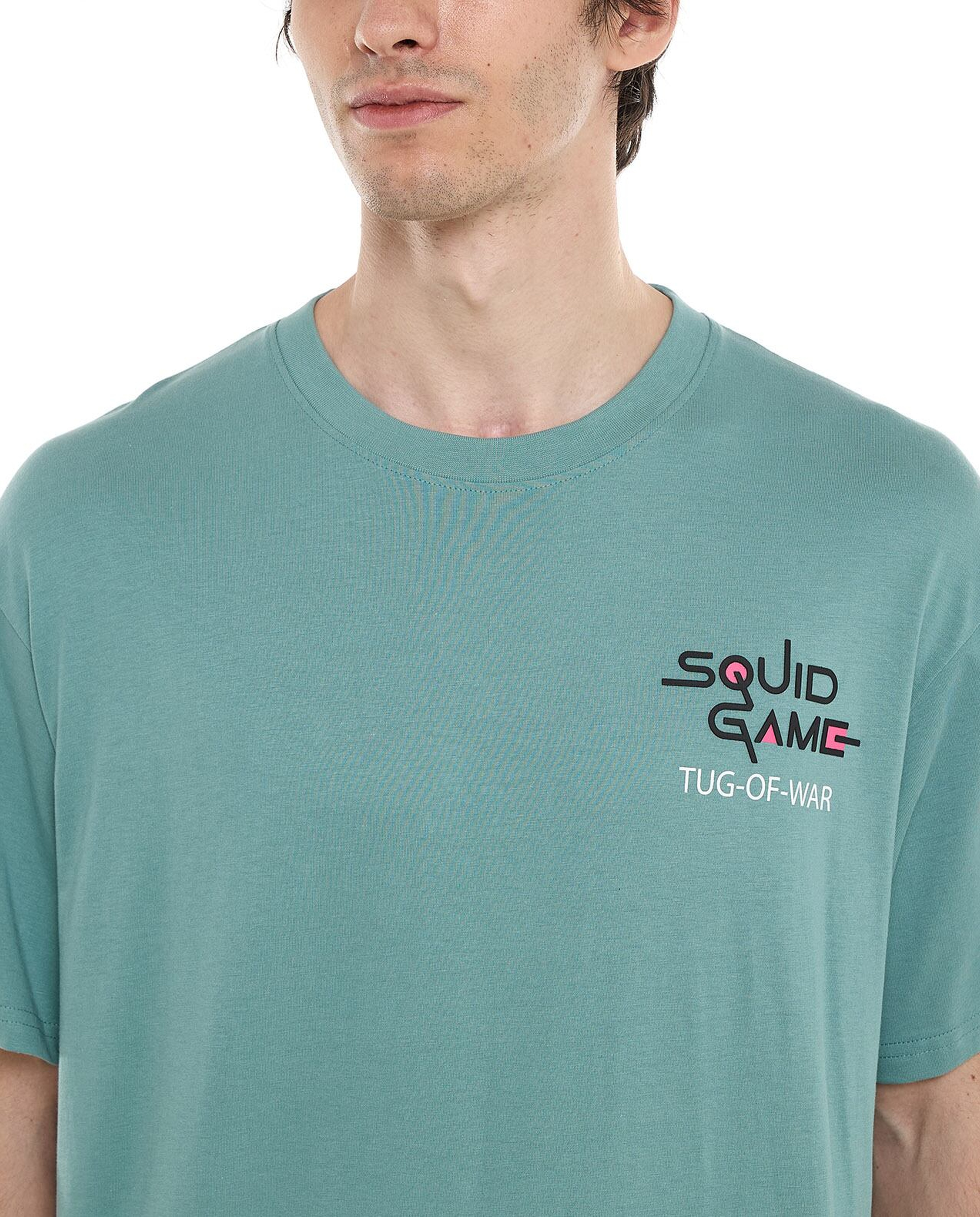 Squid Game Theme T-Shirt with Crew Neck and Short Sleeves