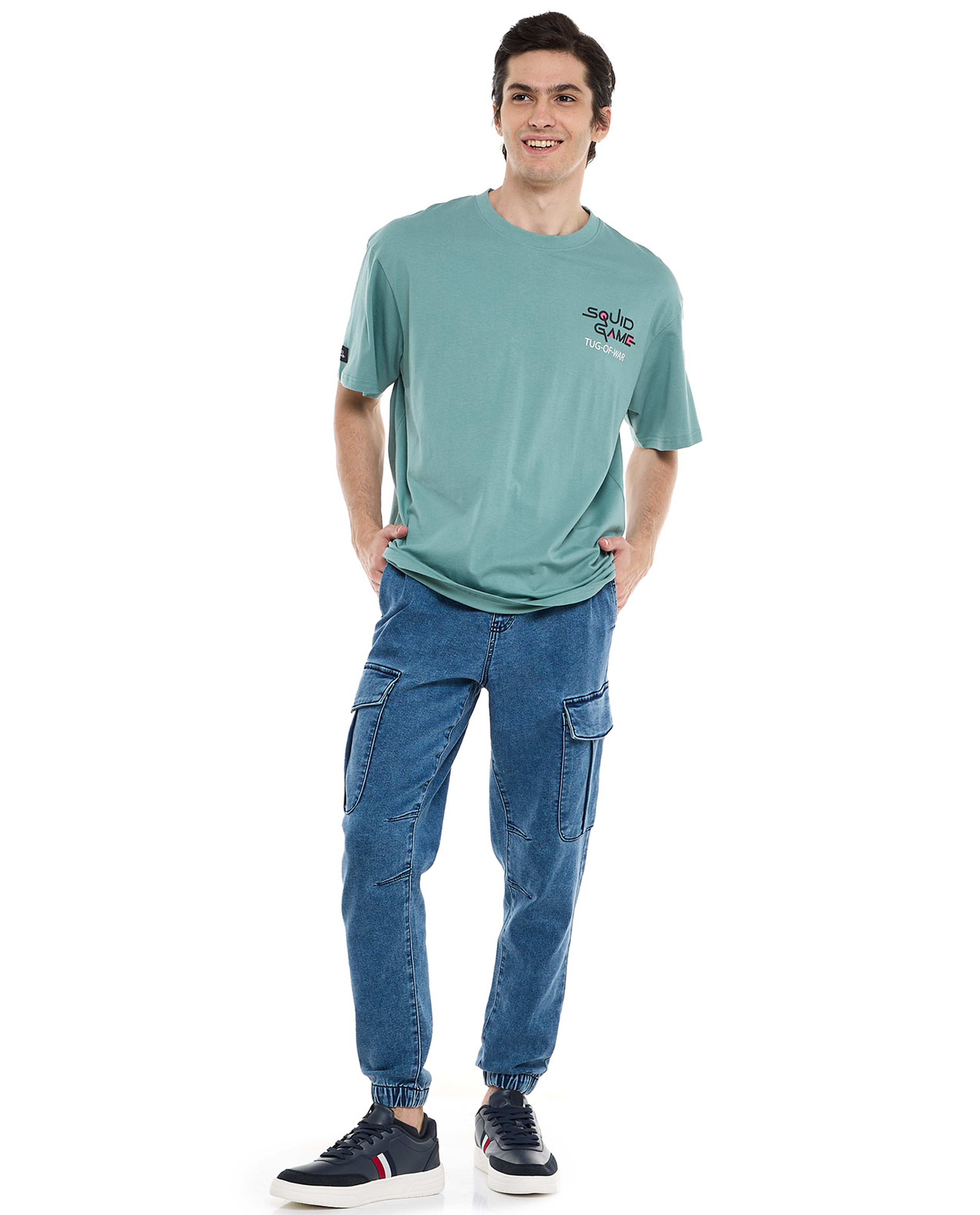 Squid Game Theme T-Shirt with Crew Neck and Short Sleeves