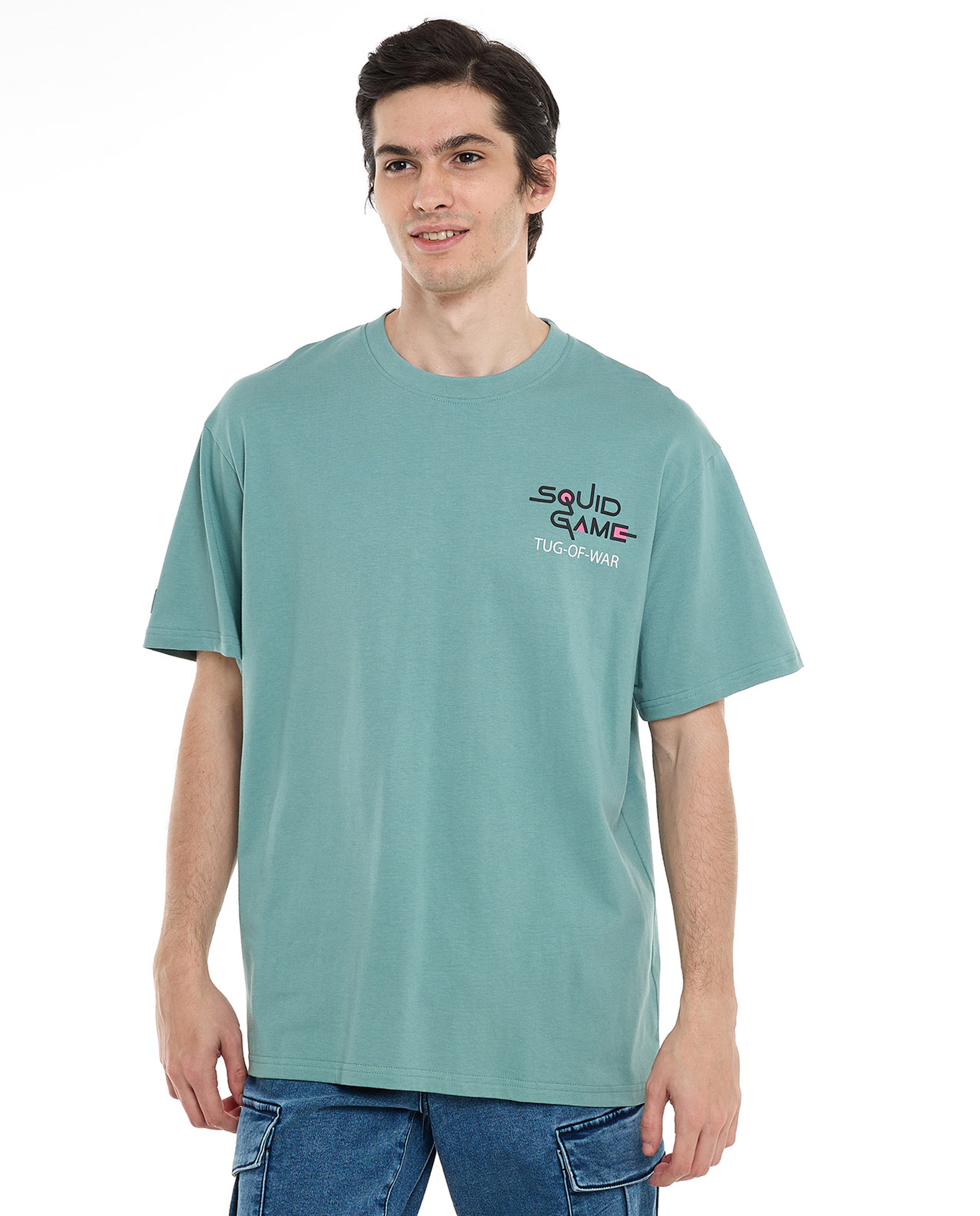 Squid Game Theme T-Shirt with Crew Neck and Short Sleeves