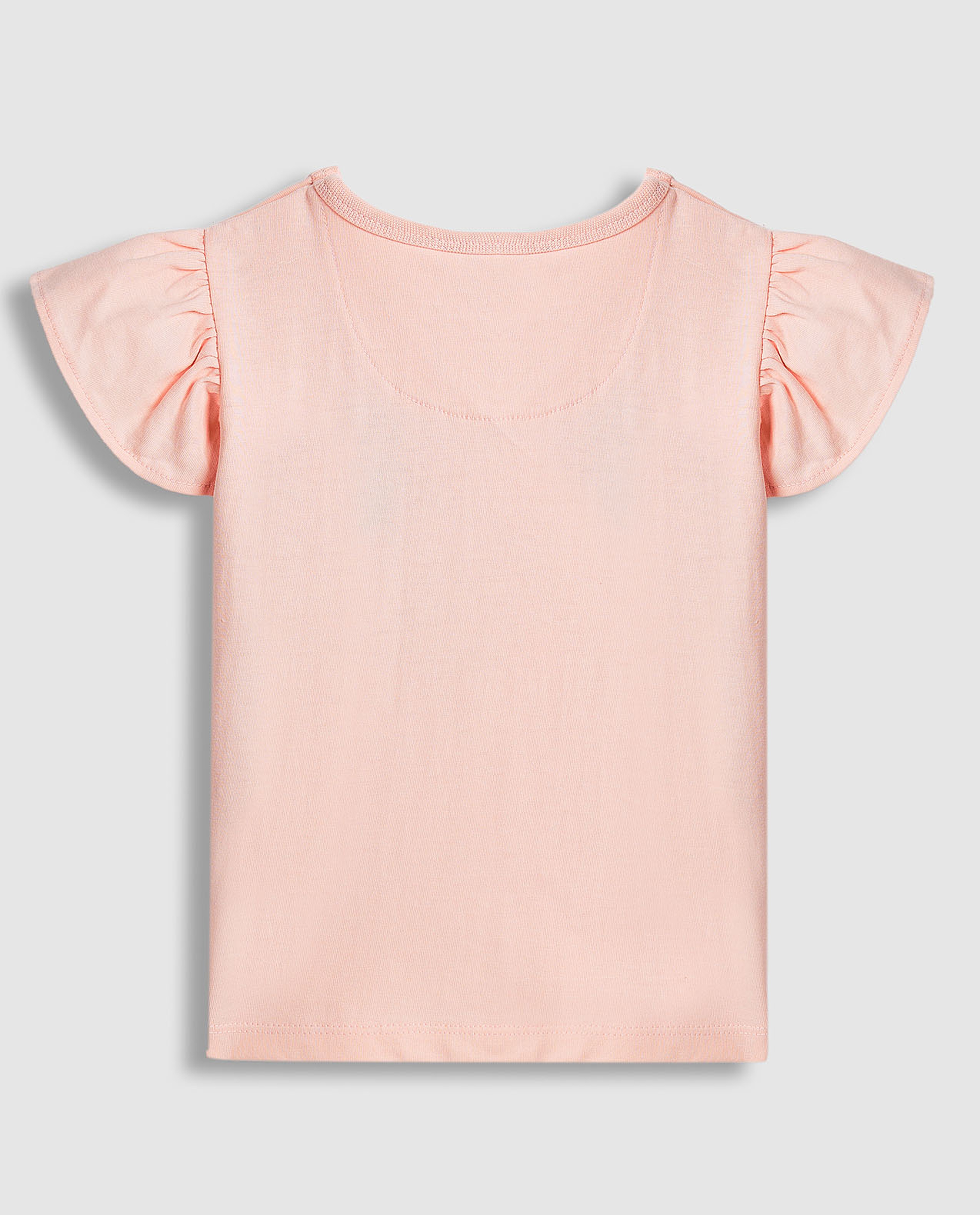 Embroidered Top with Crew Neck and Ruffle Sleeves