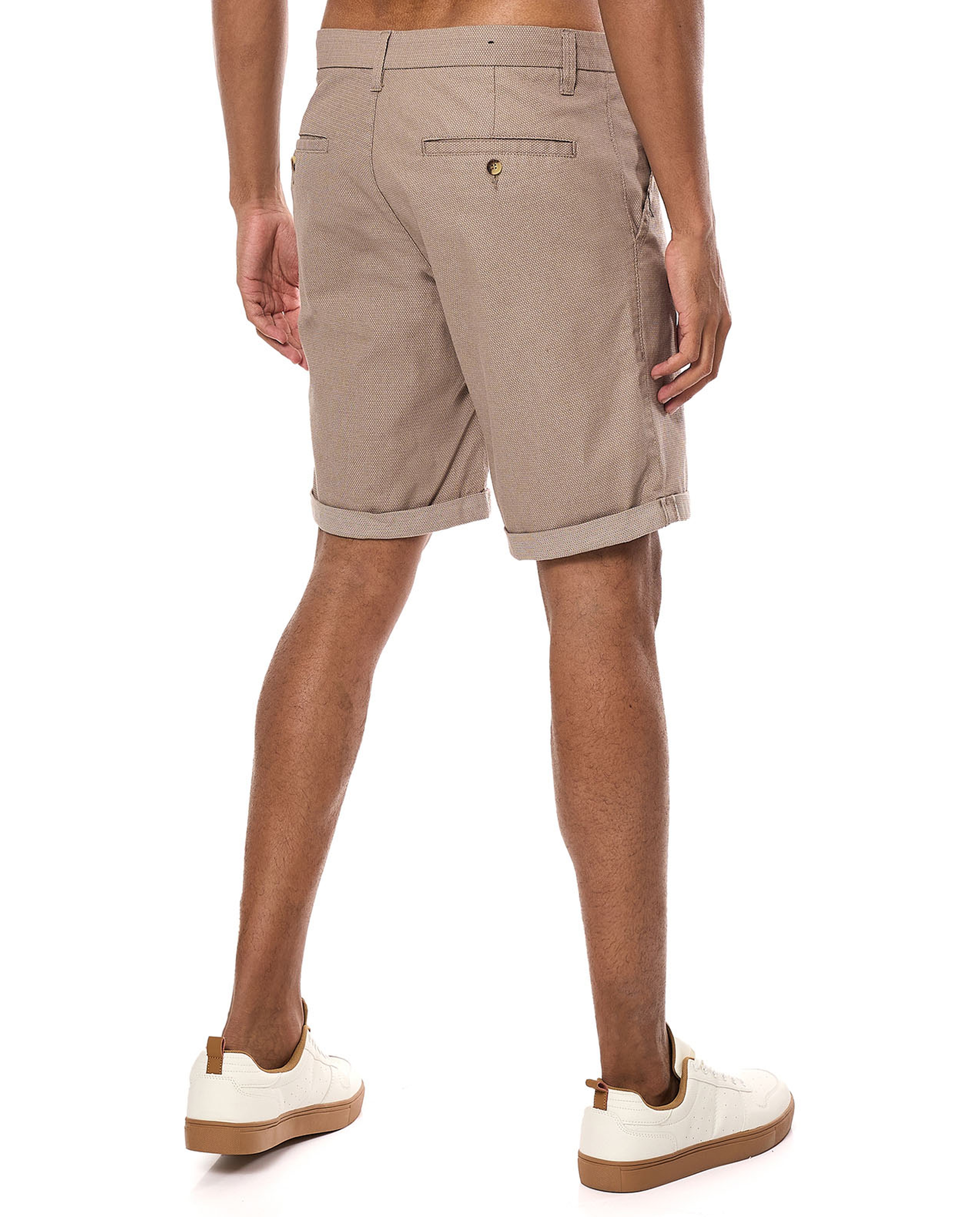 Textured Shorts with Button Closure