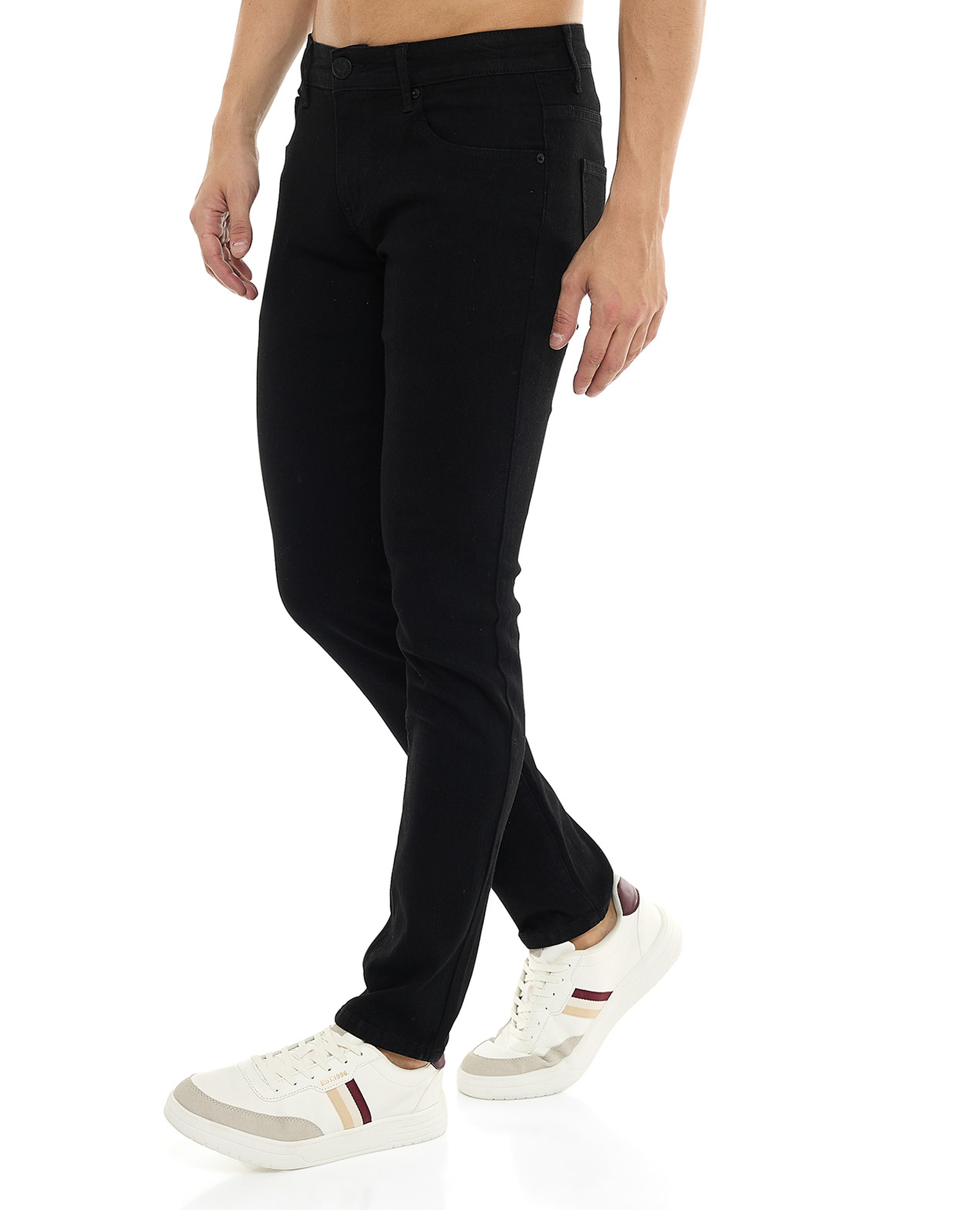 Solid Skinny Fit Jeans with Button Closure