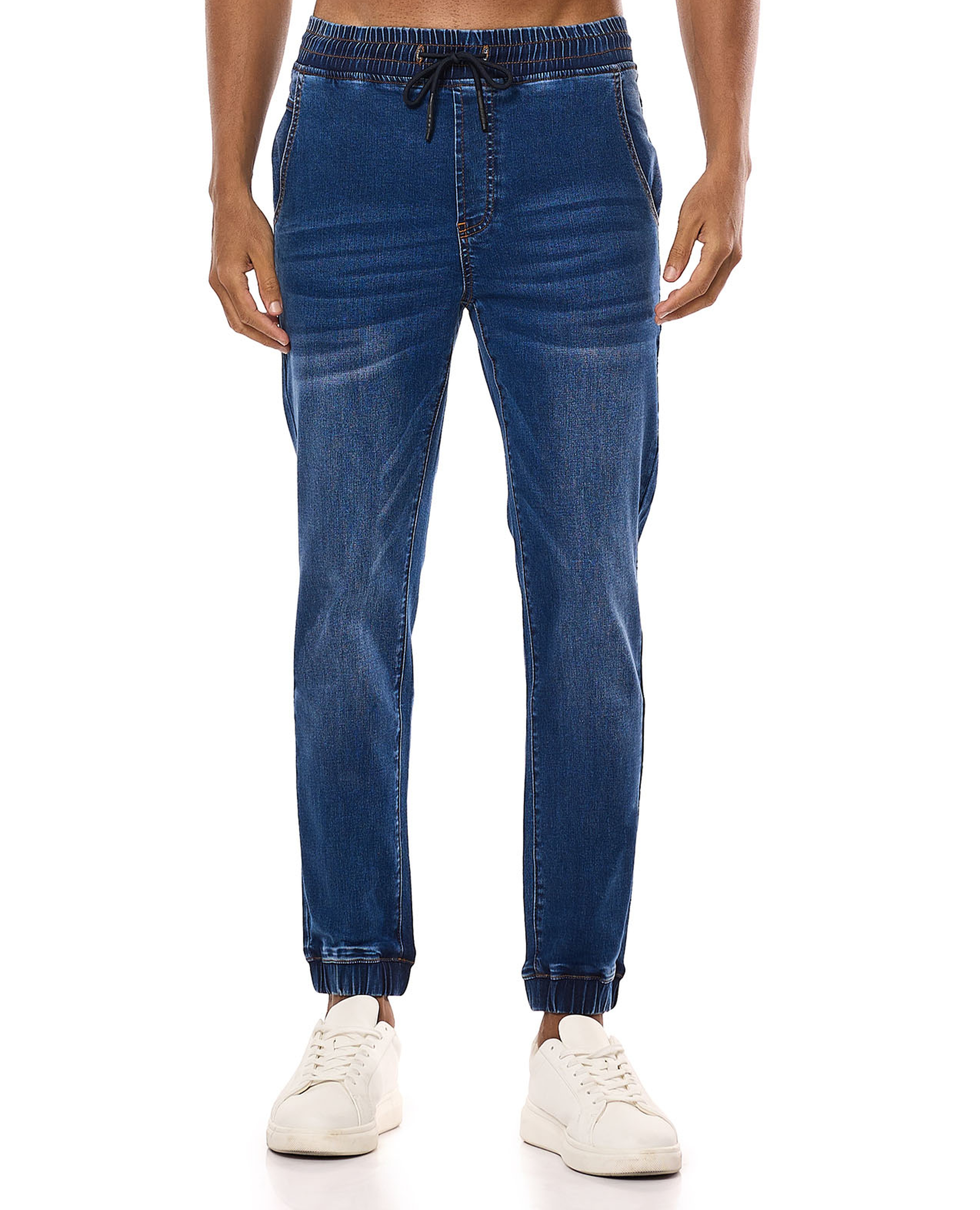 جوغر جينز سادة برباط على الخصر