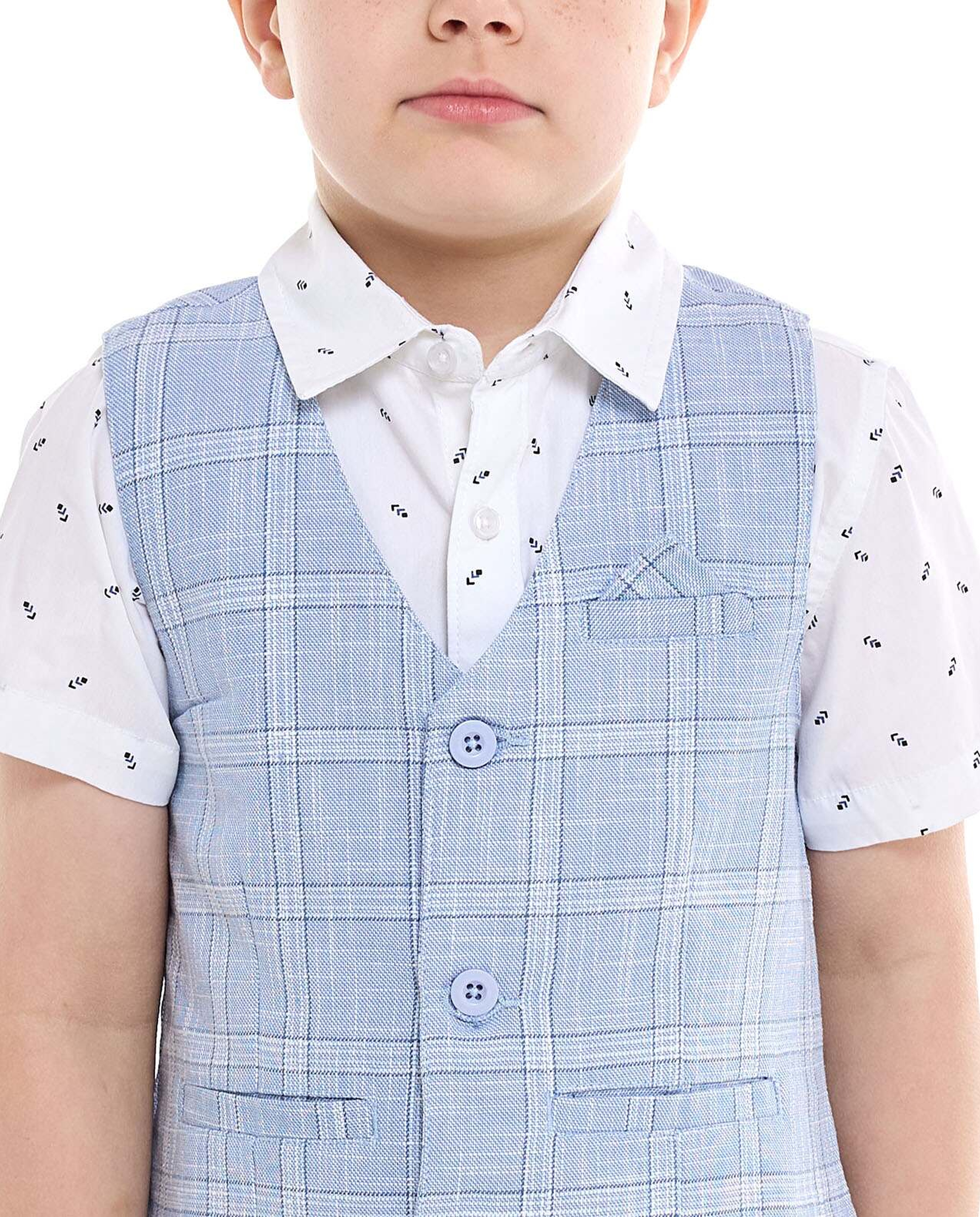 Patterned Shirt and Waistcoat Set