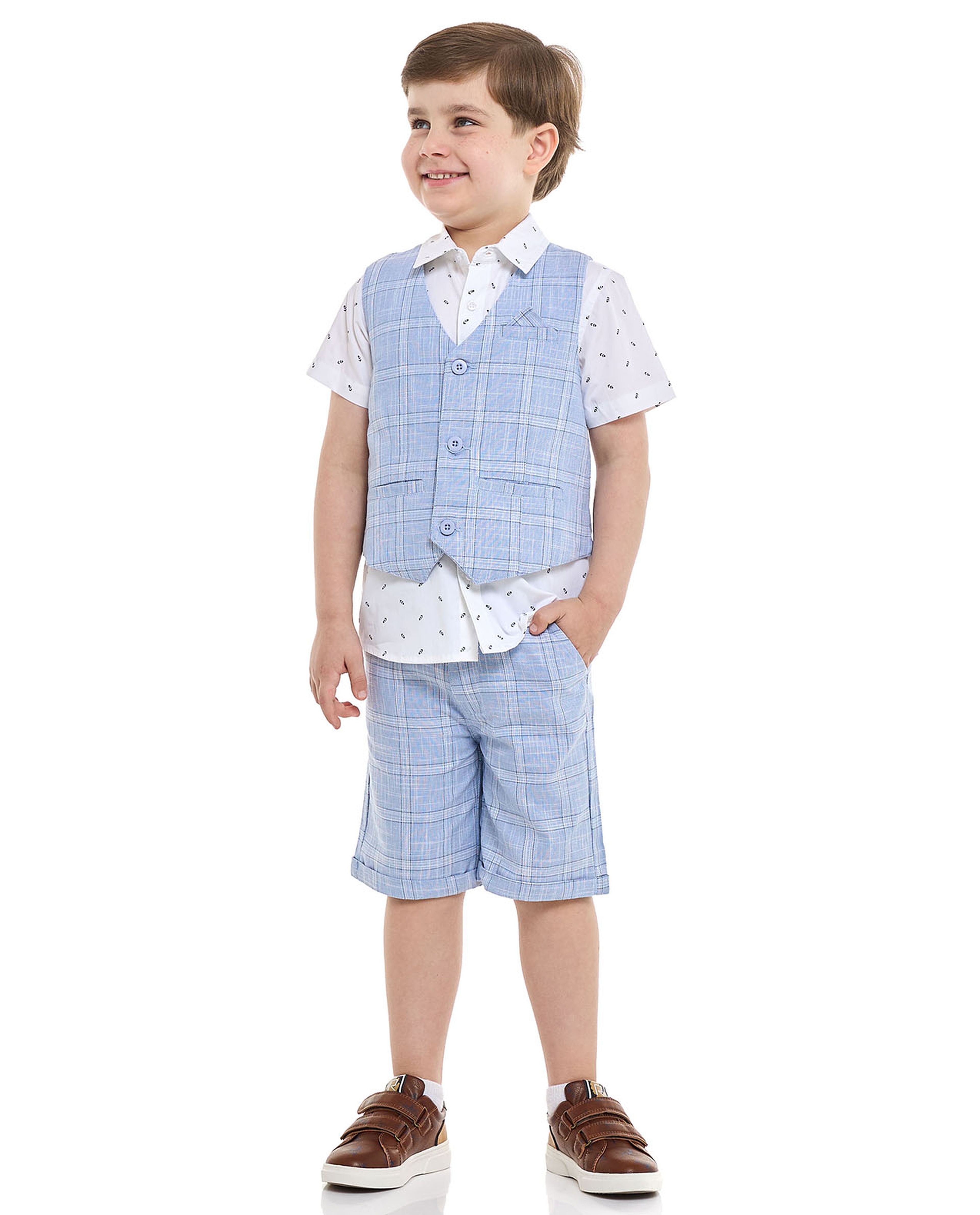 Patterned Shirt and Waistcoat Set