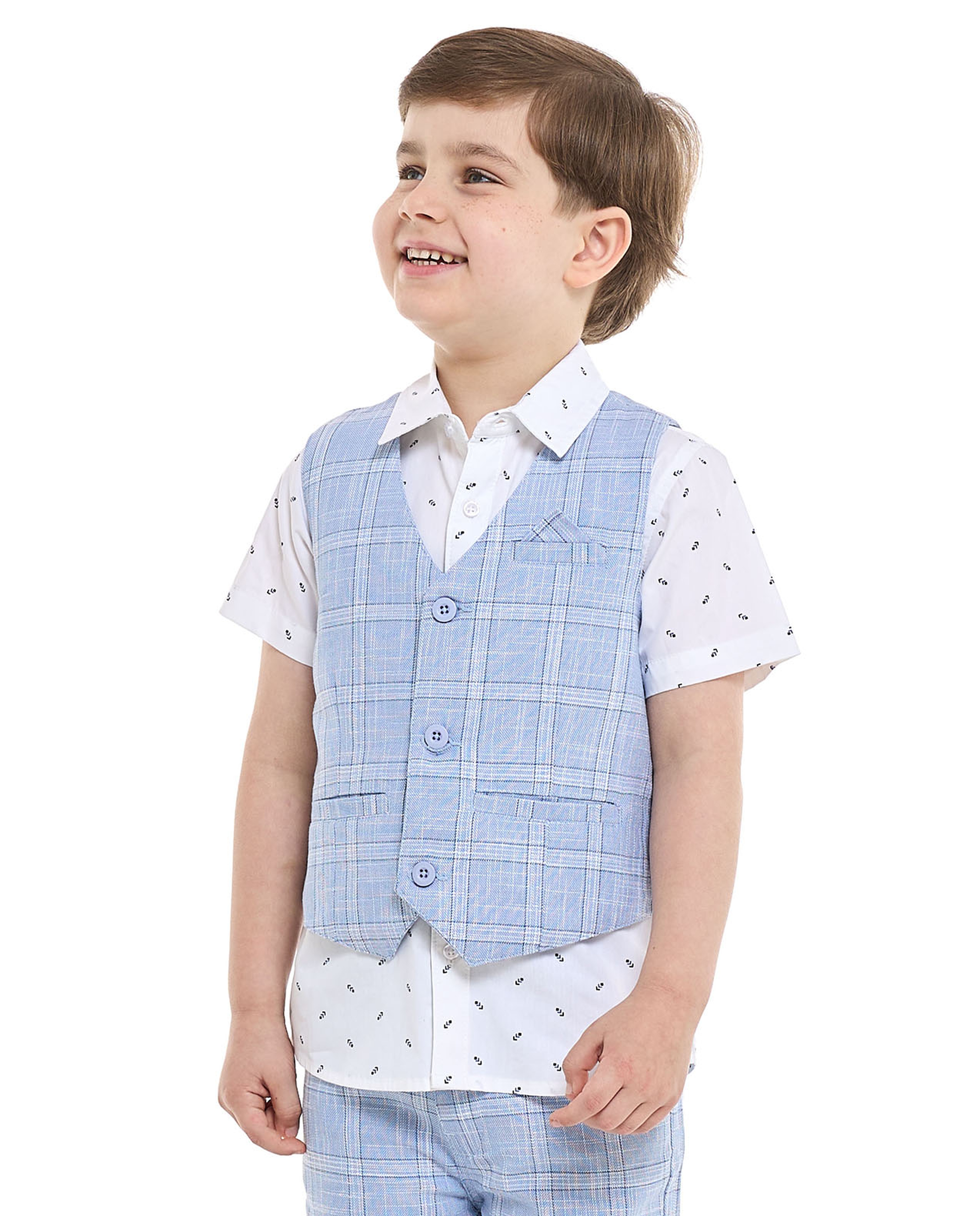 Patterned Shirt and Waistcoat Set