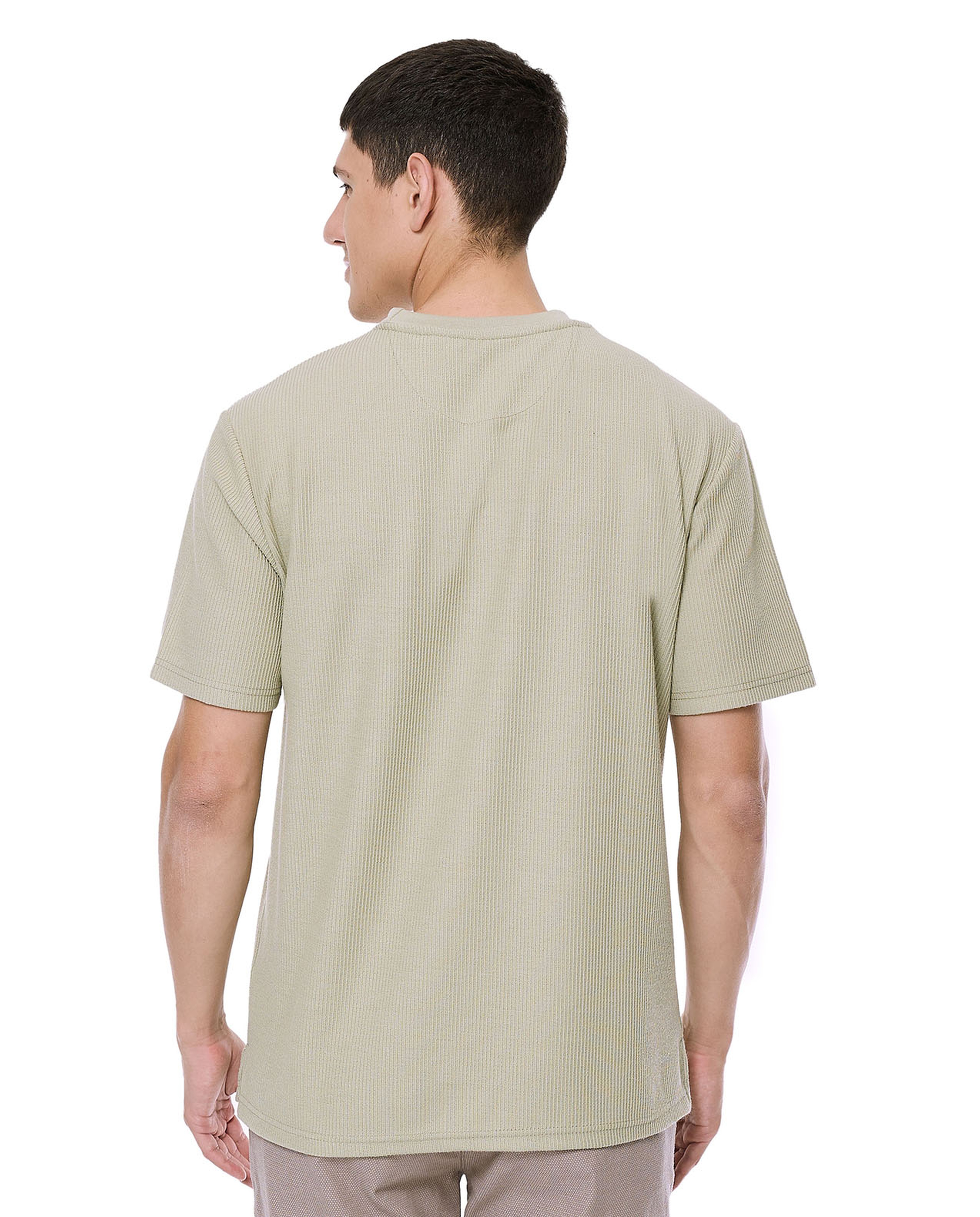 Ribbed T-Shirt with Crew Neck and Short Sleeves