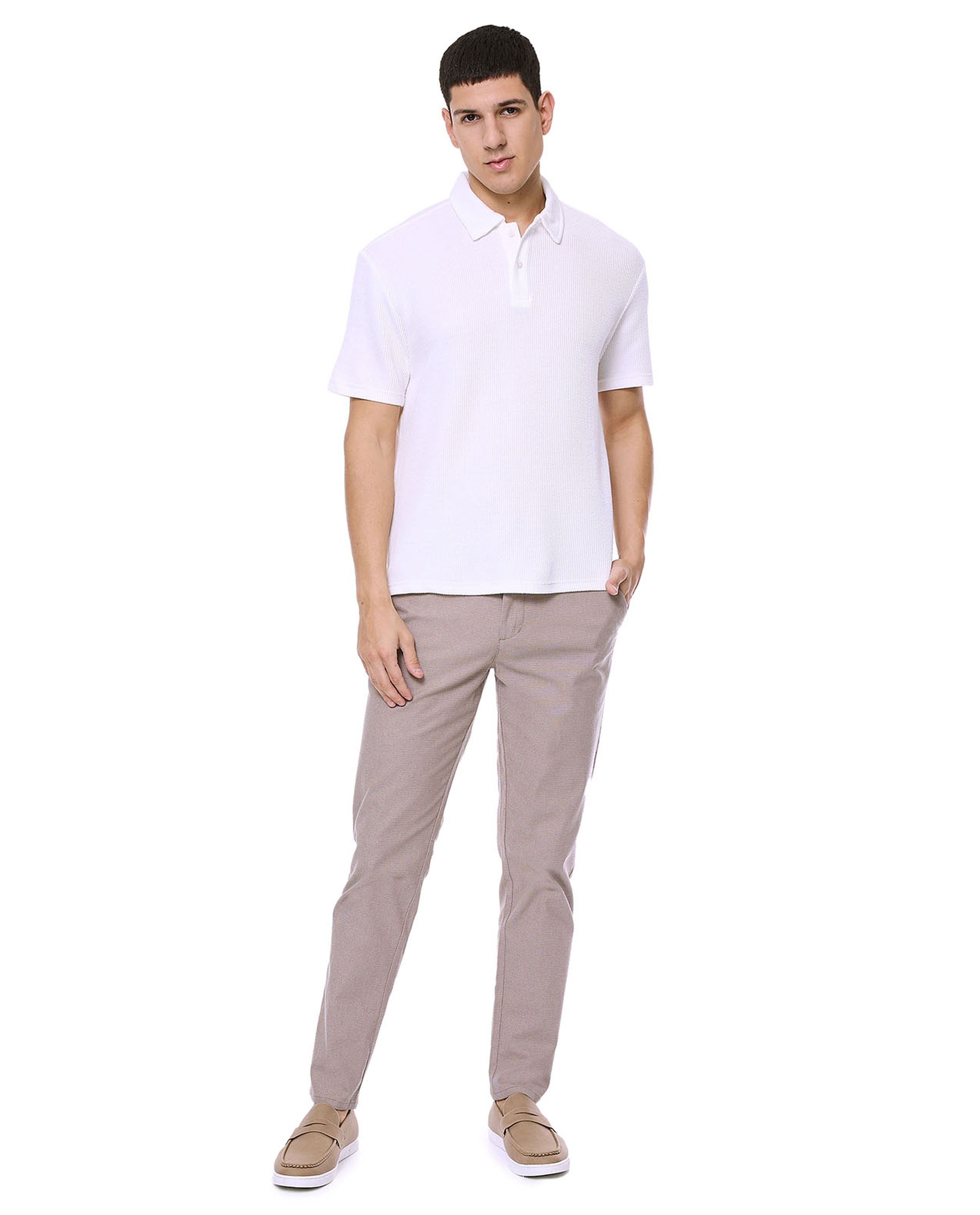 Textured Polo T-Shirt with Short Sleeves
