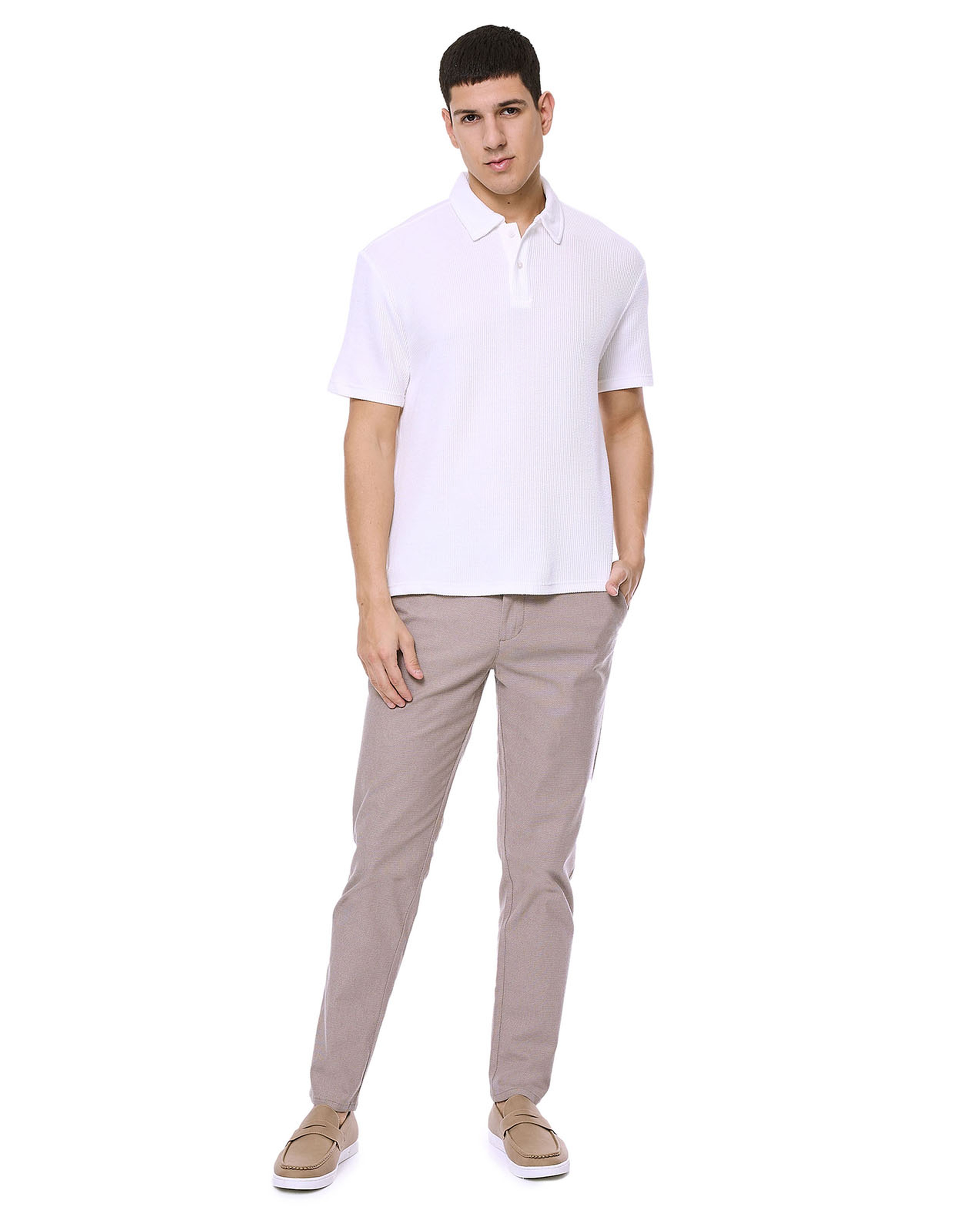 Textured Polo T-Shirt with Short Sleeves