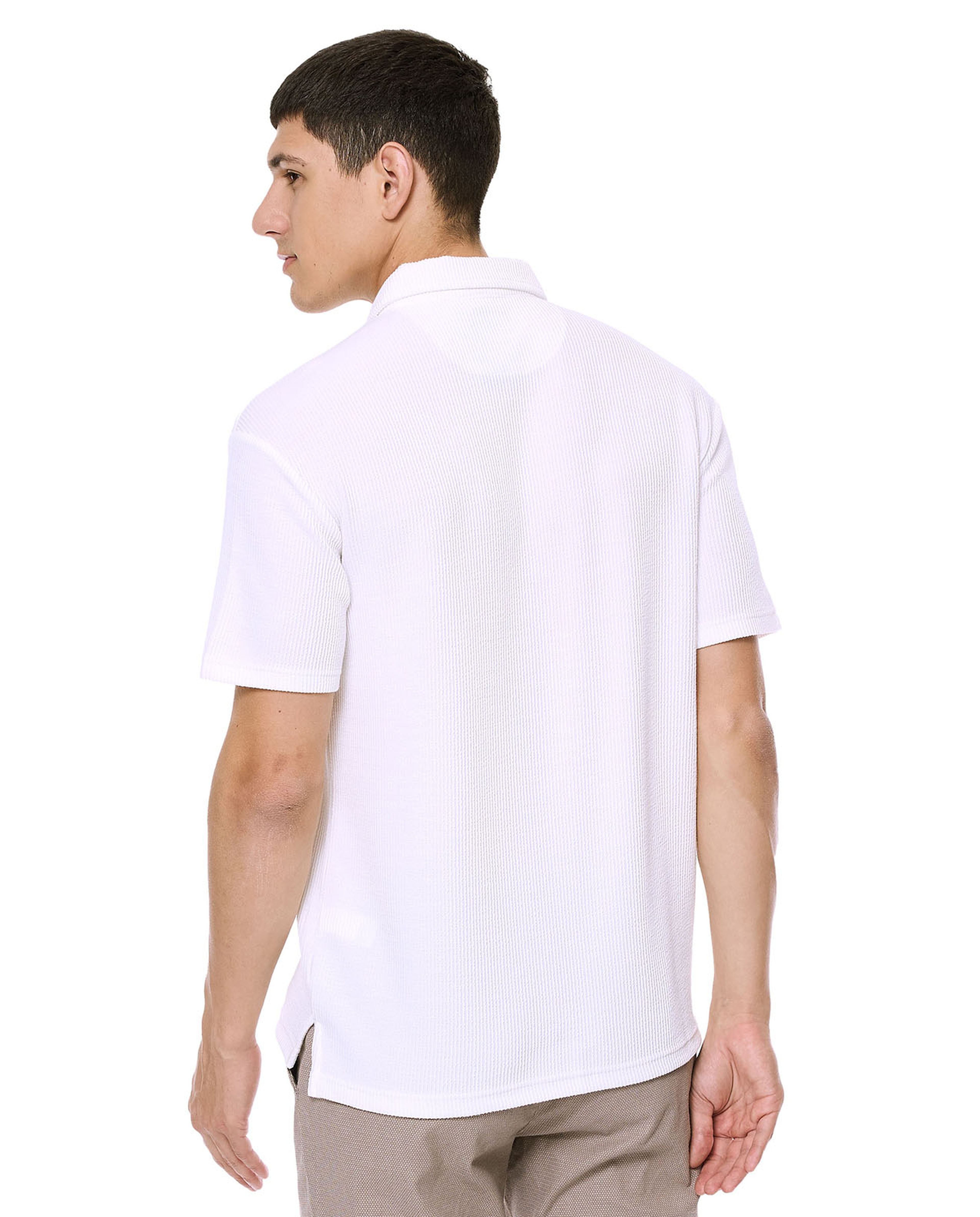 Textured Polo T-Shirt with Short Sleeves