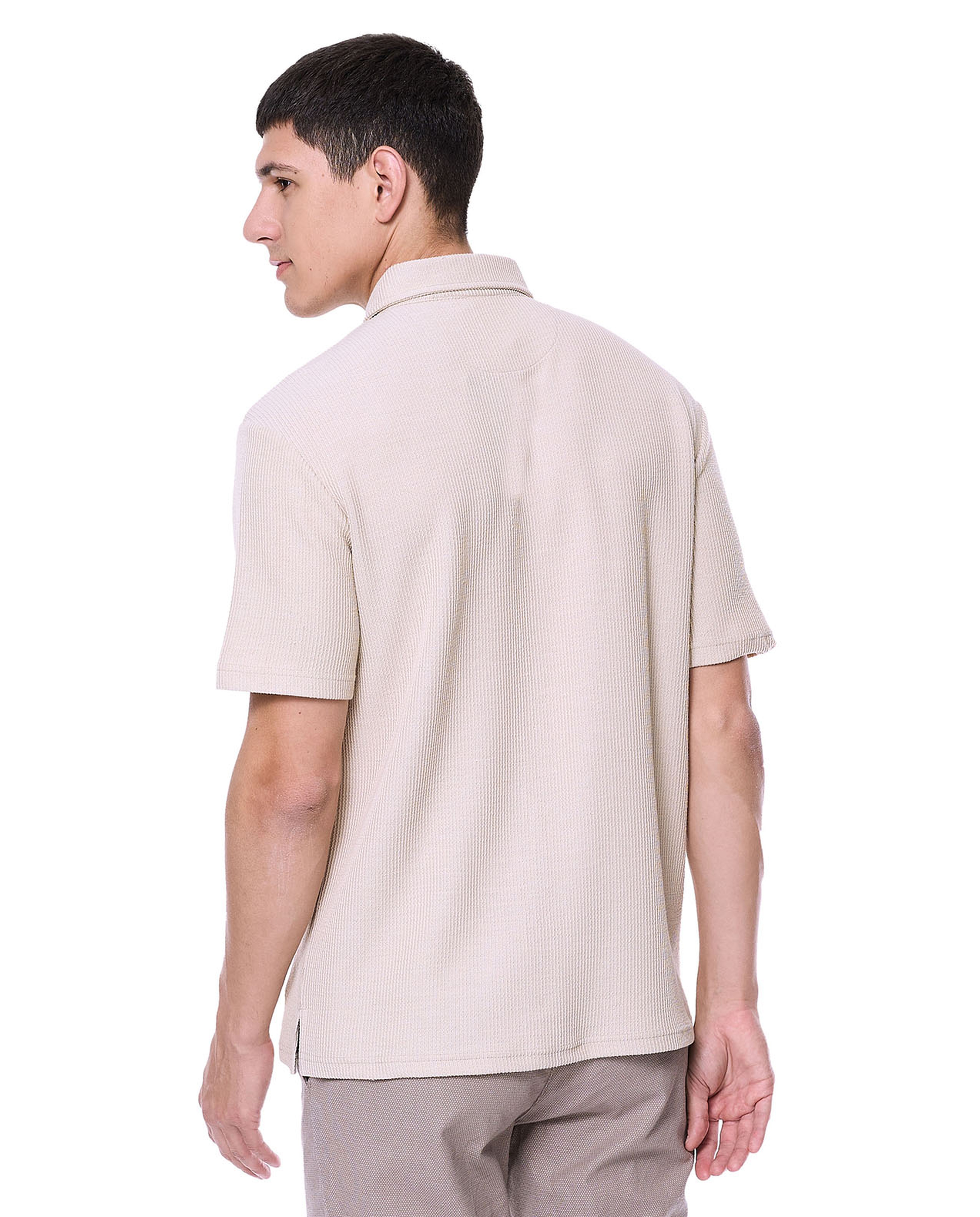 Textured Polo T-Shirt with Short Sleeves