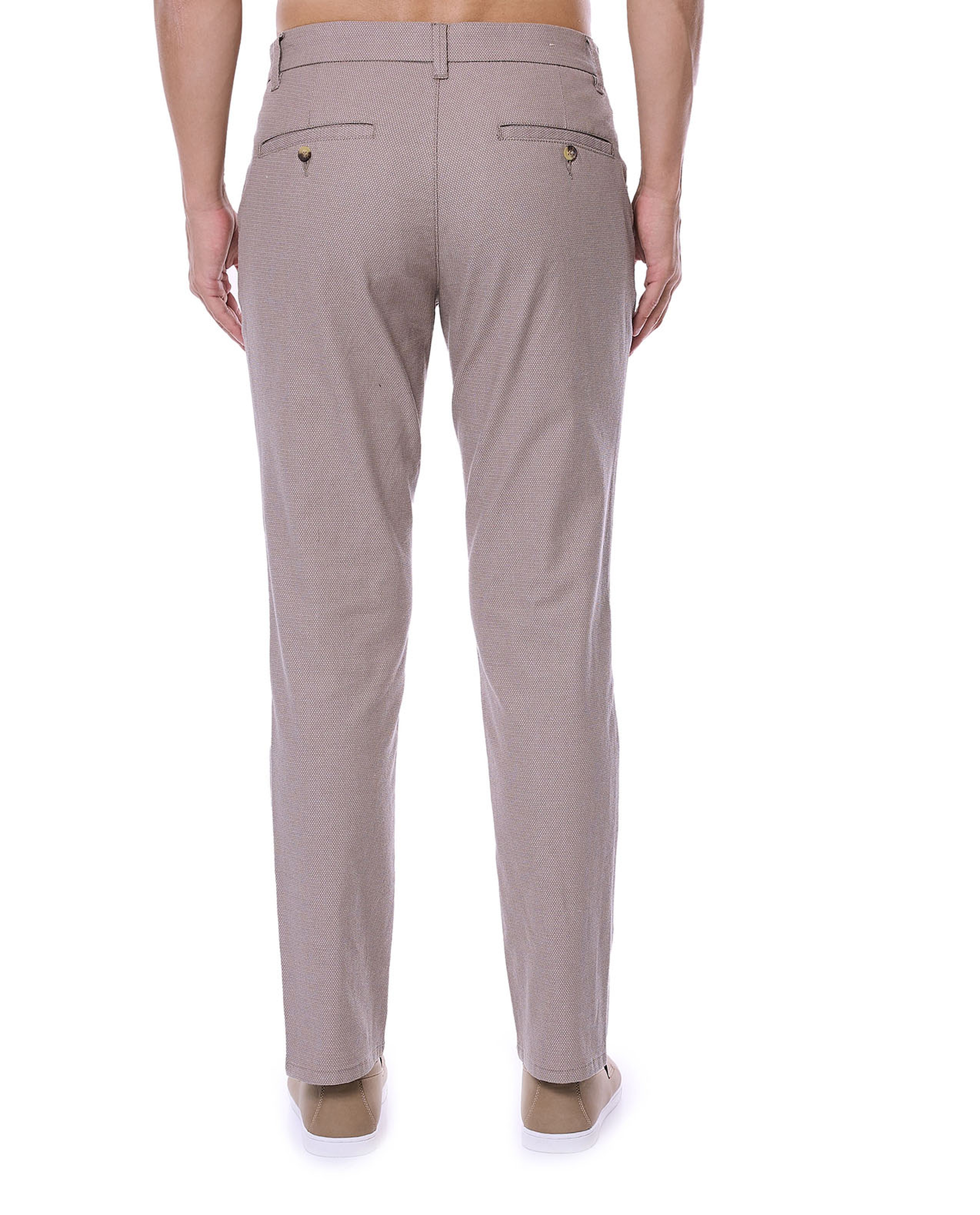 Textured Chino Pants with Button Closure