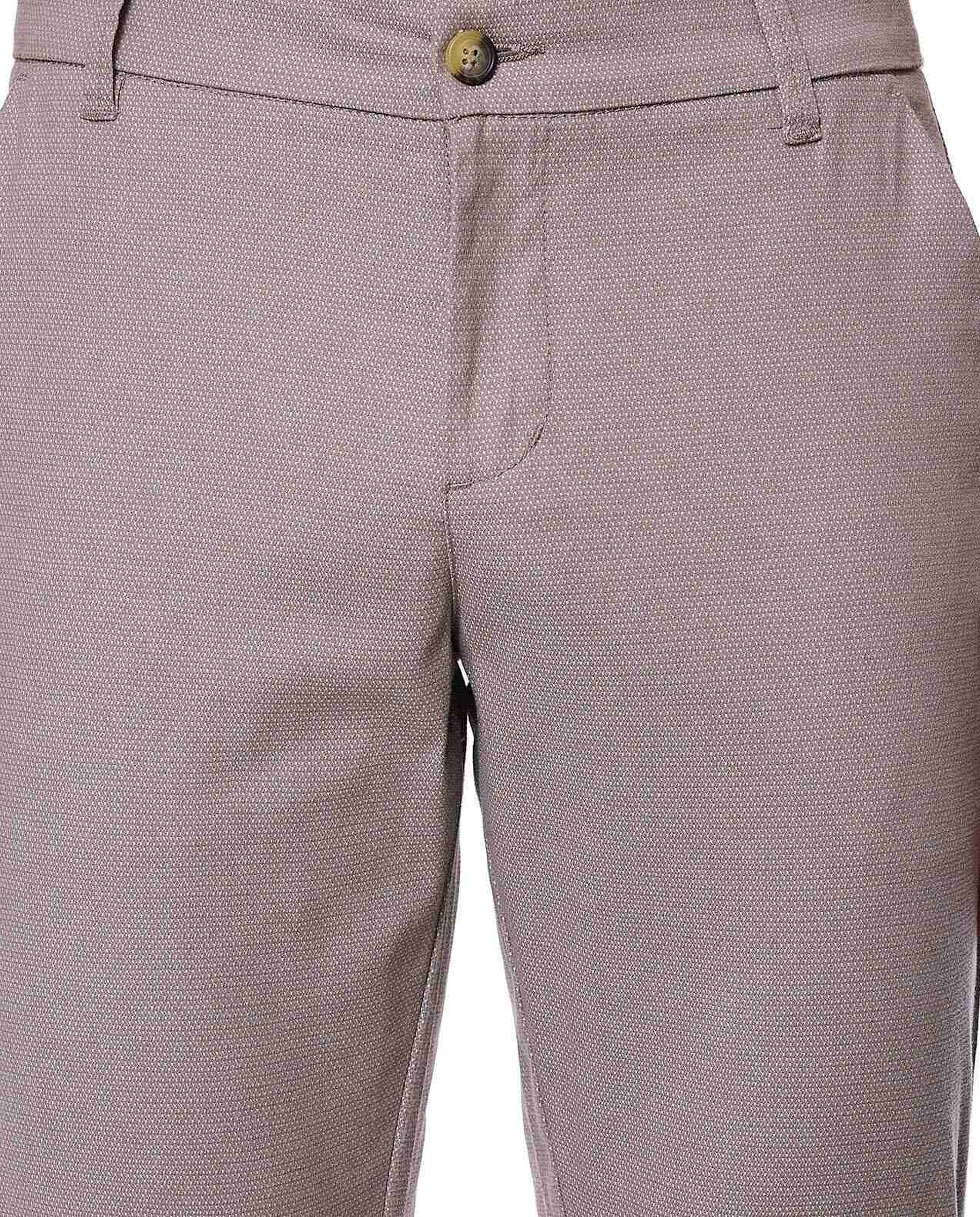 Textured Chino Pants with Button Closure