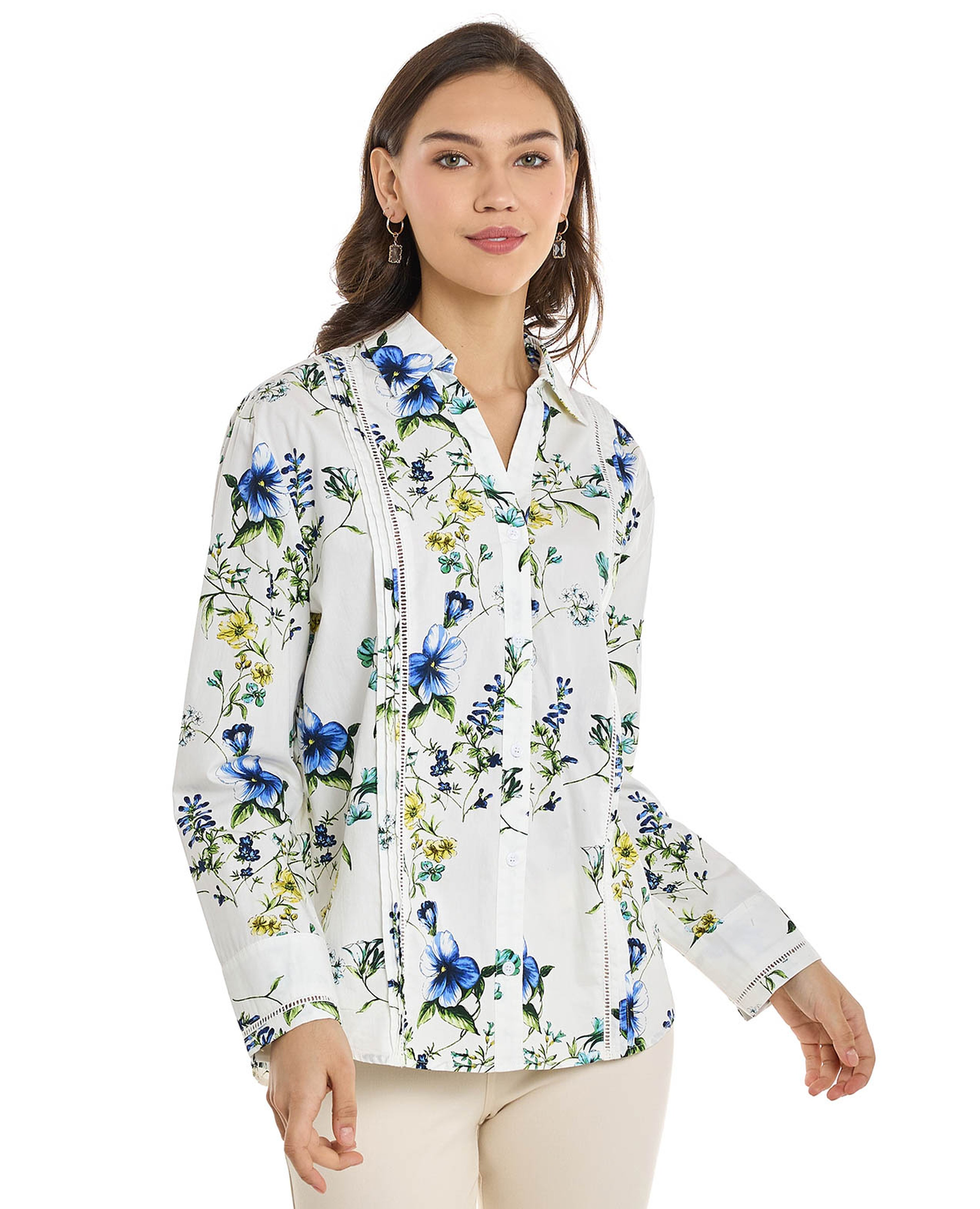 قميص بياقة كلاسيكية وأكمام طويلة