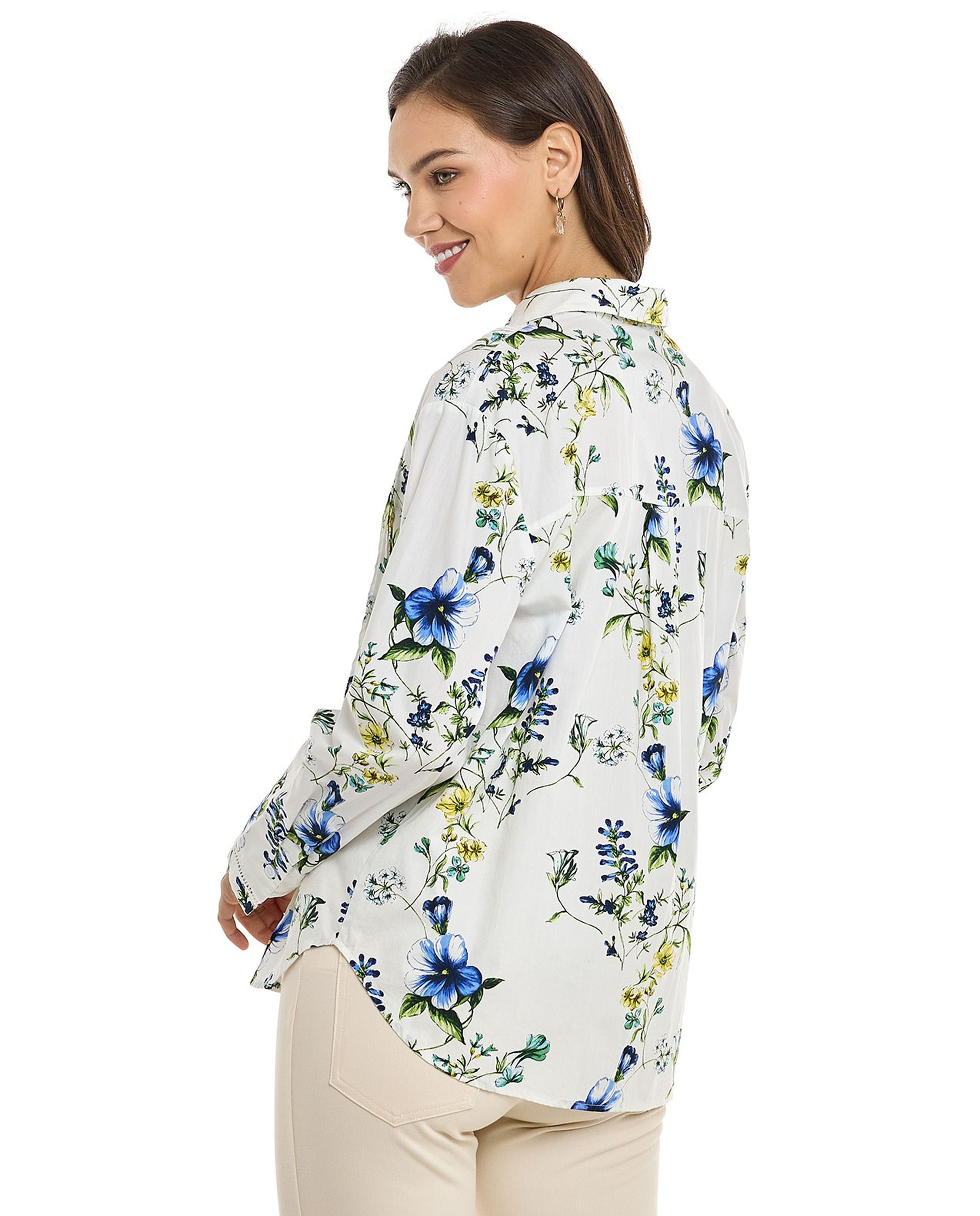 Floral Printed Shirt with Classic Collar and Long Sleeves